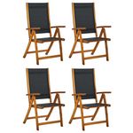 VIDAXL Chaises de jardin pliantes lot de 4 acacia massif et textilene