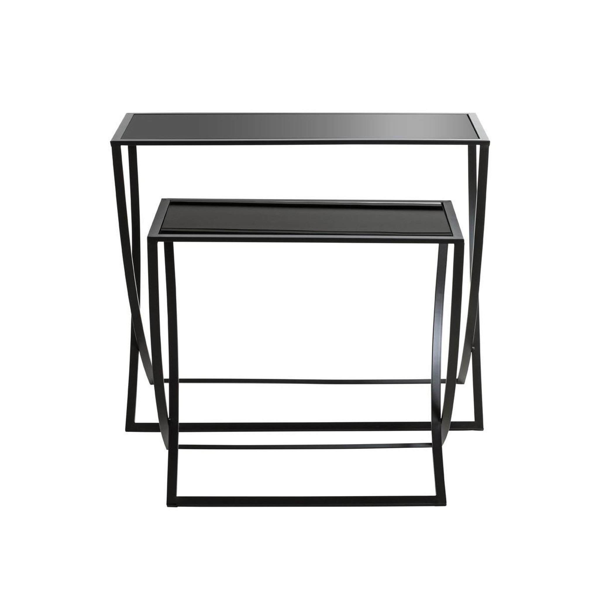 Voir la diapositive 2 : Paris Prix Lot de 2 tables d'appoint  anico  80cm noir laqué