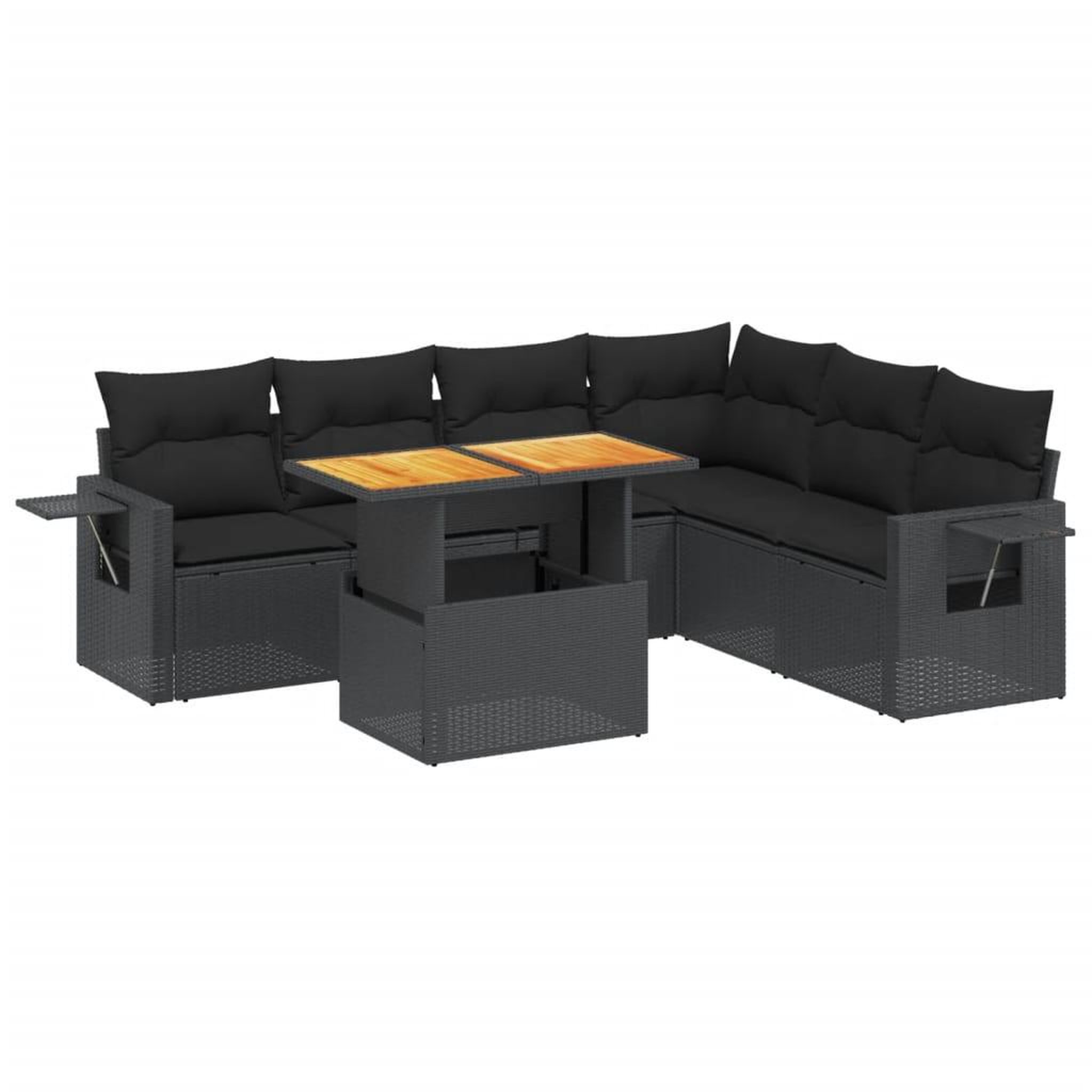 Voir la diapositive 2 : VIDAXL Salon de jardin 7 pcs avec coussins noir resine tressee