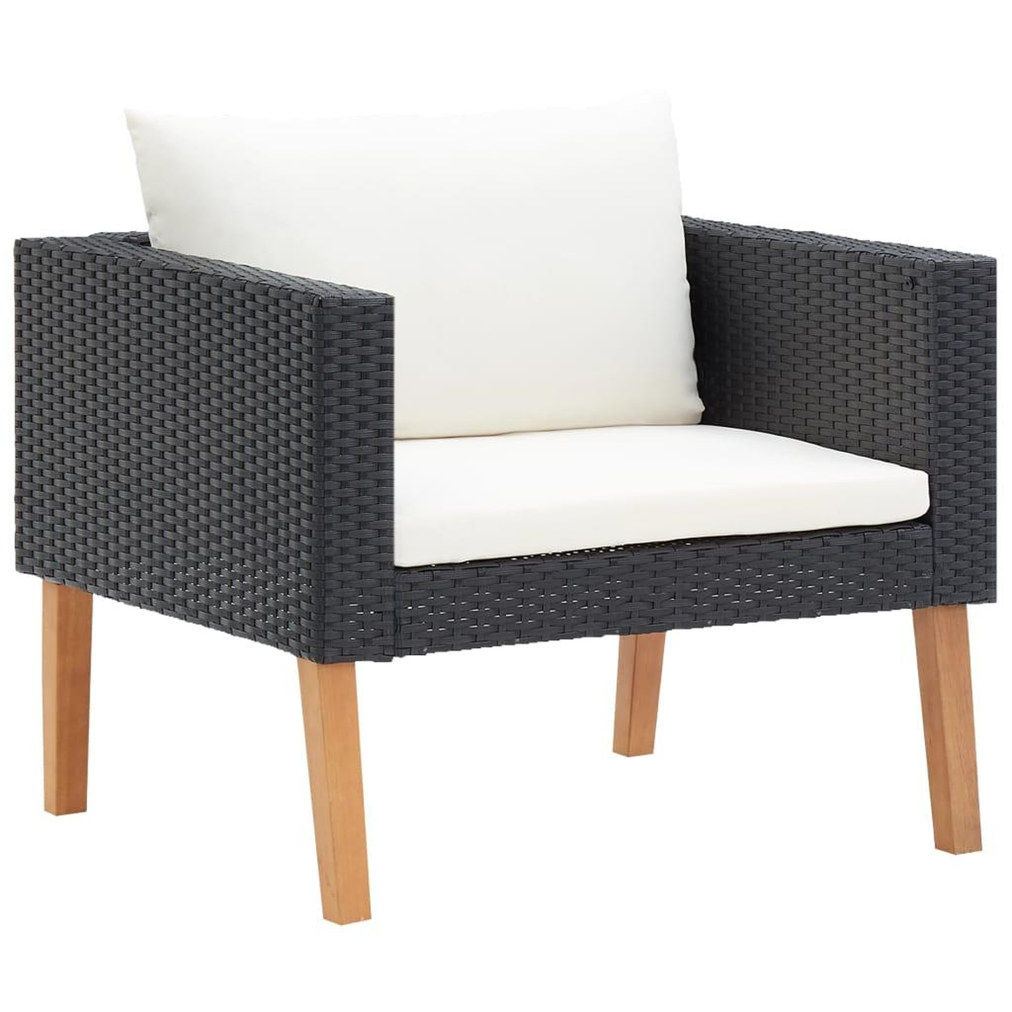 Voir la diapositive 5 : VIDAXL Salon de jardin 3 pcs avec coussins Resine tressee Noir