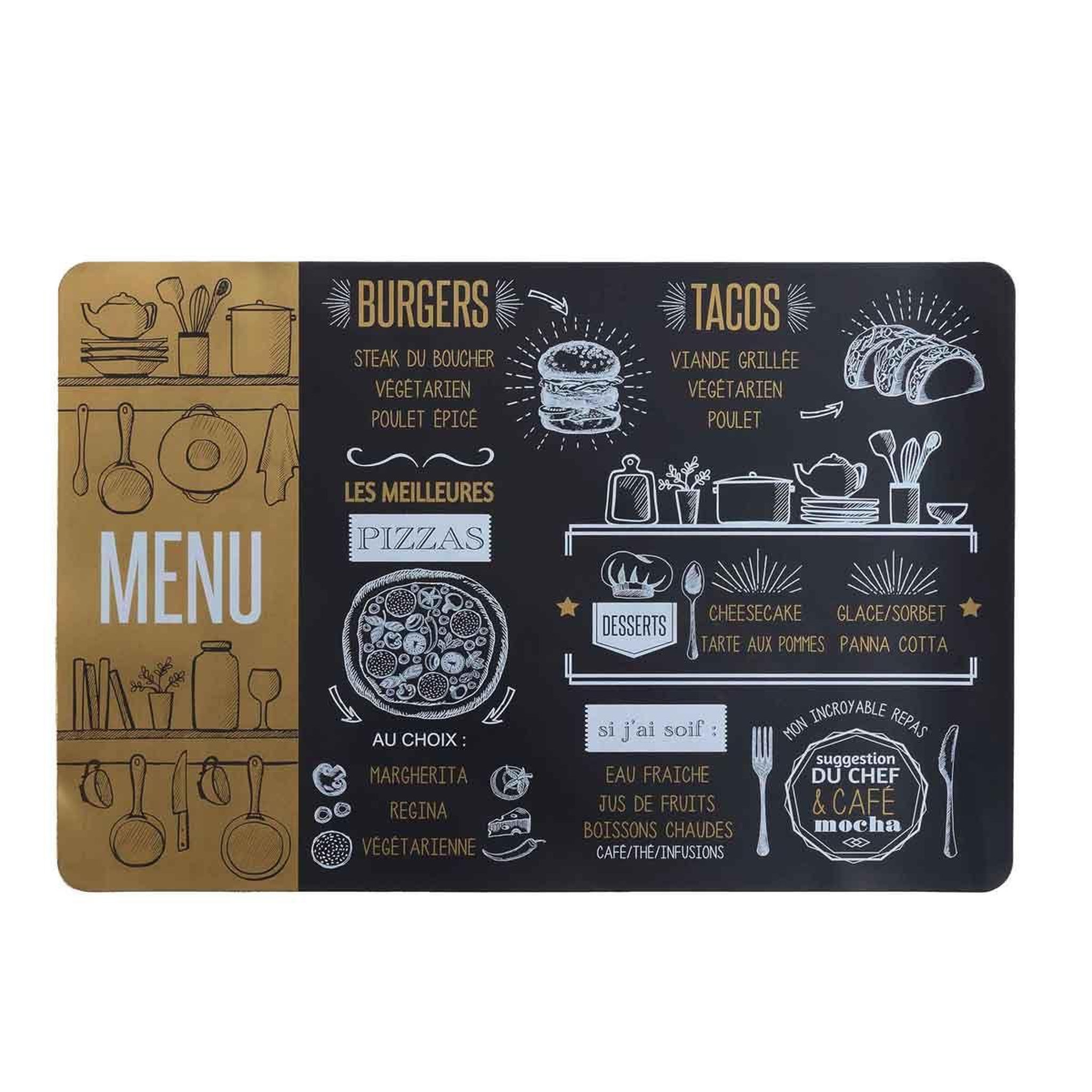 Douceur d'Intérieur Set de table imprimé  brasserie  28x43cm or