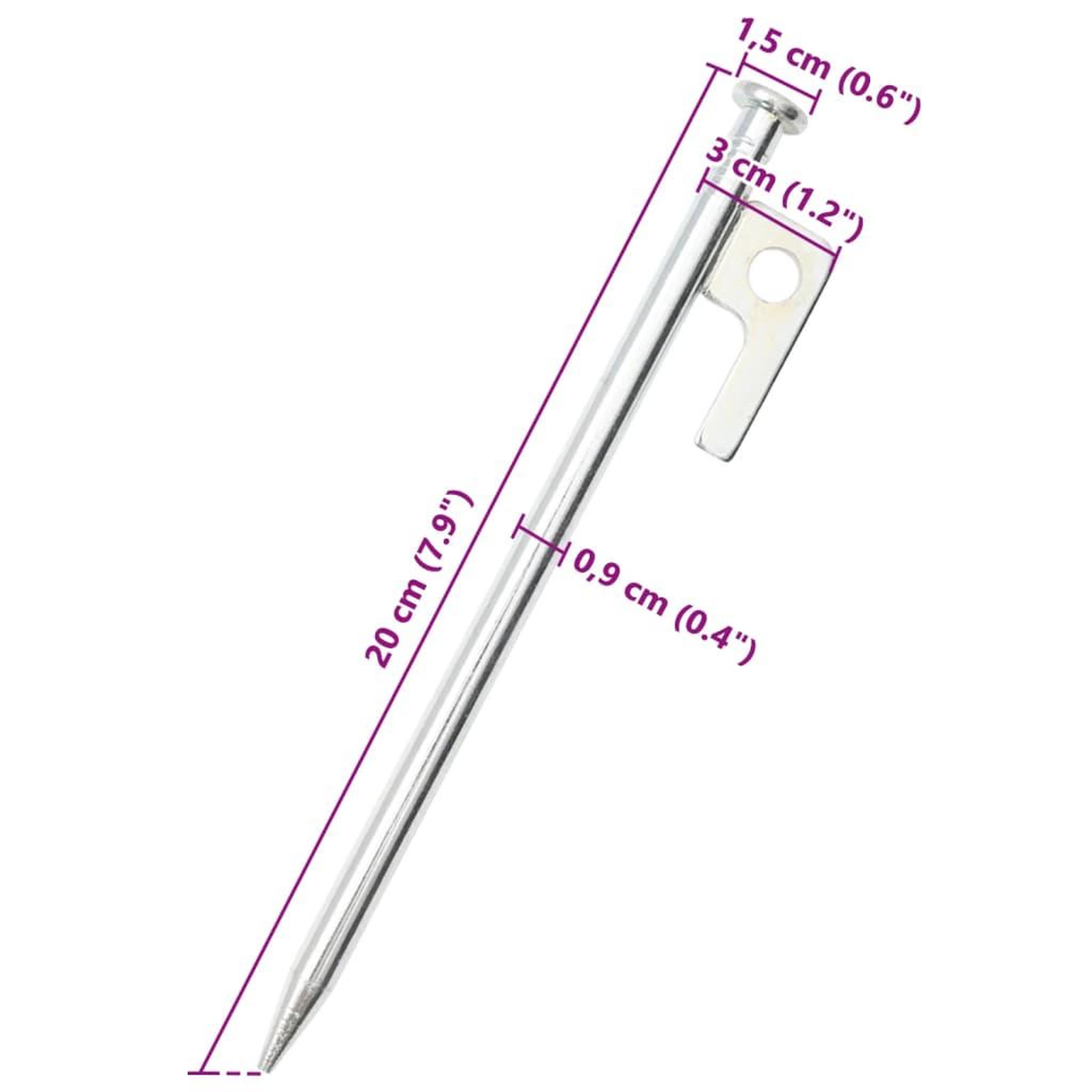 Voir la diapositive 6 : VIDAXL Piquets de tente 24 pcs 20 cm 9 mm acier galvanise
