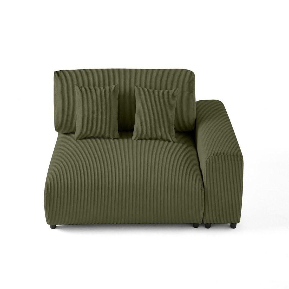LISA DESIGN Garance - module d'assise 2 places avec accoudoir droit - en velours côtelé