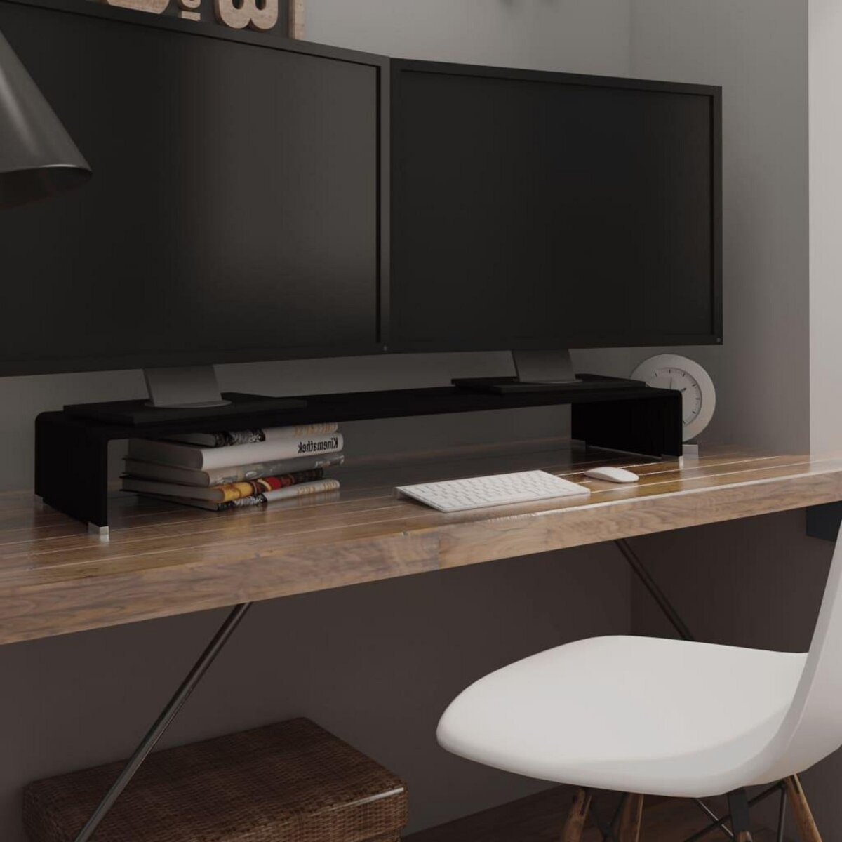 VIDAXL Meuble TV/ Support pour moniteur 110 x 30 x 13 cm Verre Noir