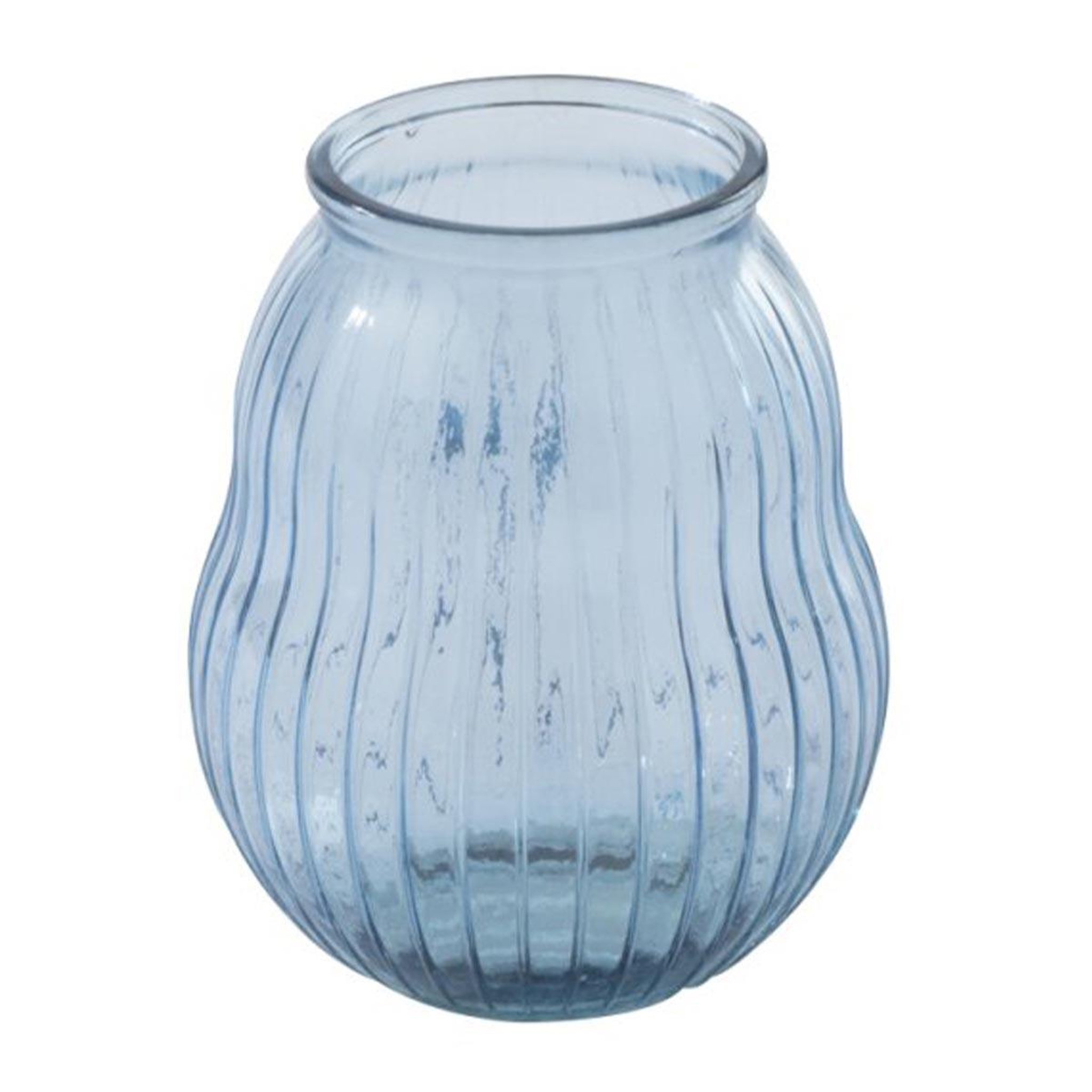 J-LINE Photophore Ligné en Verre  Nolwenn  23cm Bleu