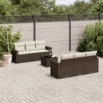 VIDAXL Salon de jardin avec coussins 7 pcs marron resine tressee