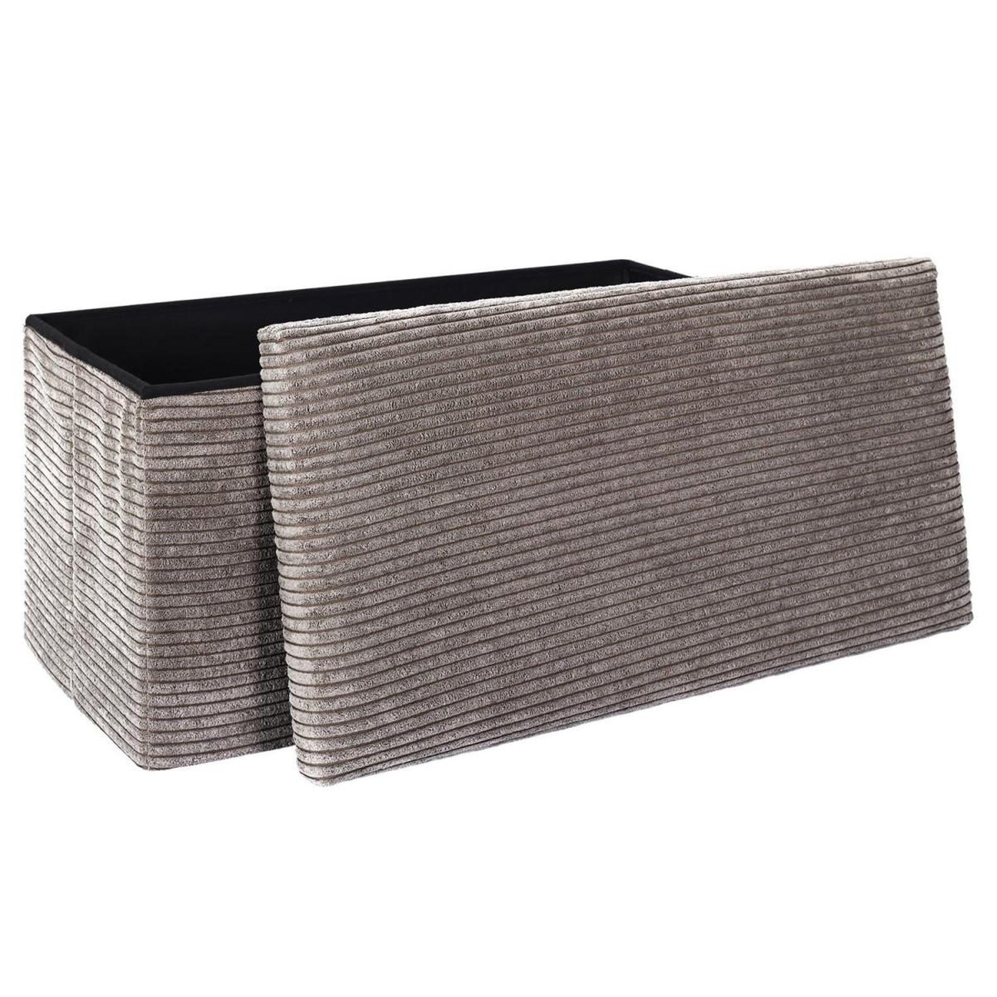Voir la diapositive 3 : The Home Deco Factory Banc coffre pliable côtelé  scott  76cm taupe