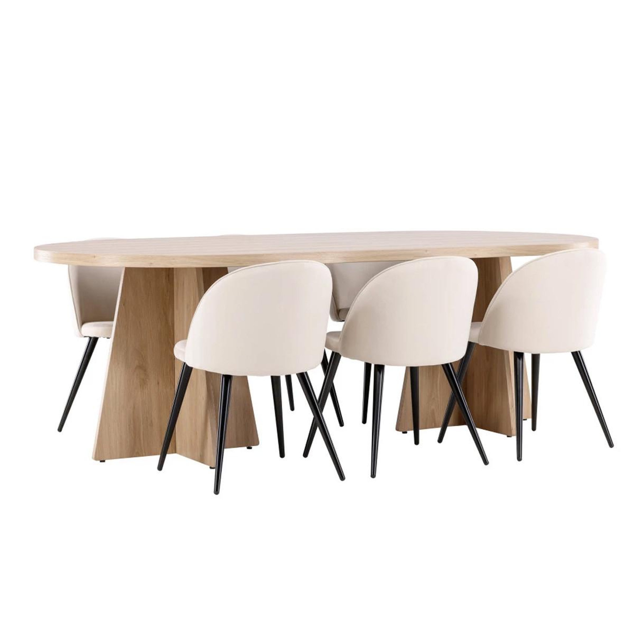 Paris Prix Ensemble table à manger & 6 chaises  bootcut & velvet   230cm naturel & beige