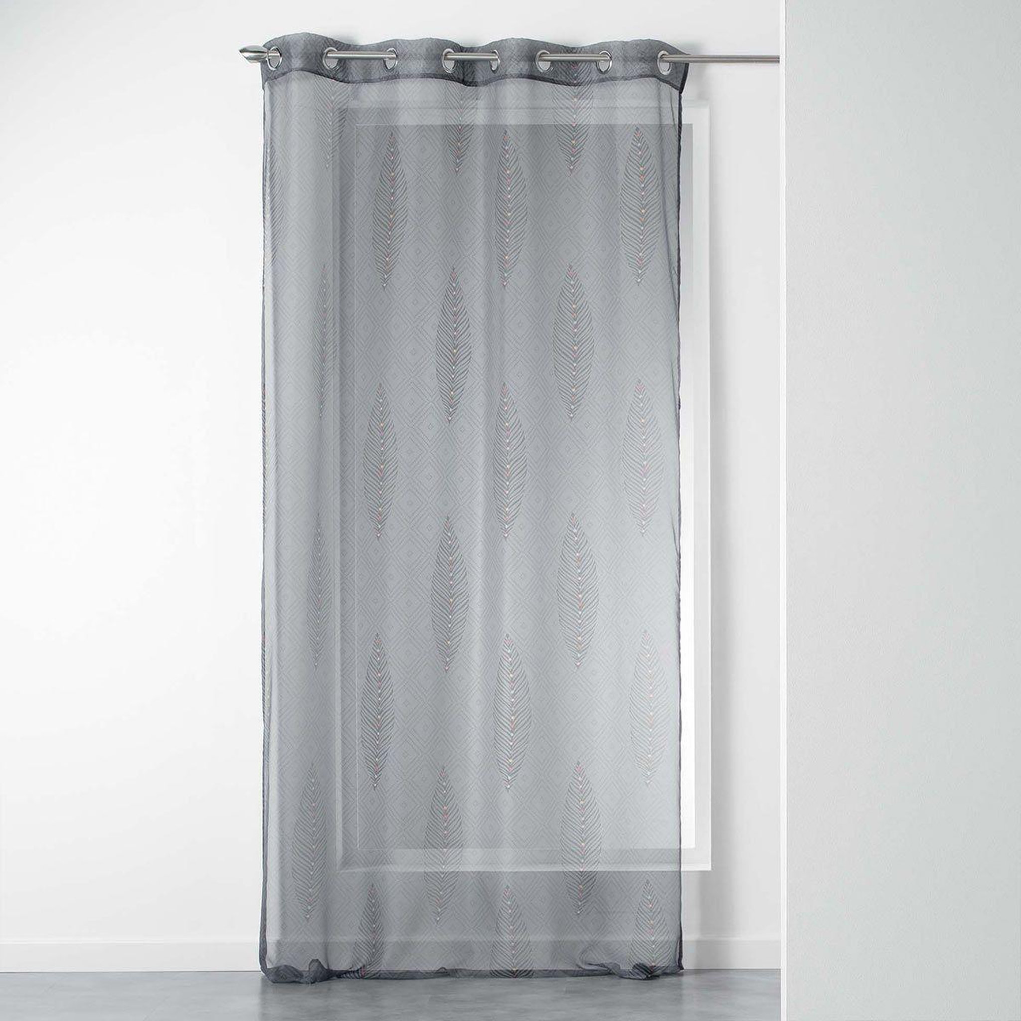Douceur d'Intérieur Rideau voilage à œillets  grigri  140x240cm anthracite