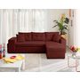 Voir la diapositive 6 : BEST MOBILIER California - canapé d'angle réversible 4 places - convertible avec coffre, étagère et poufs - en velours texturé