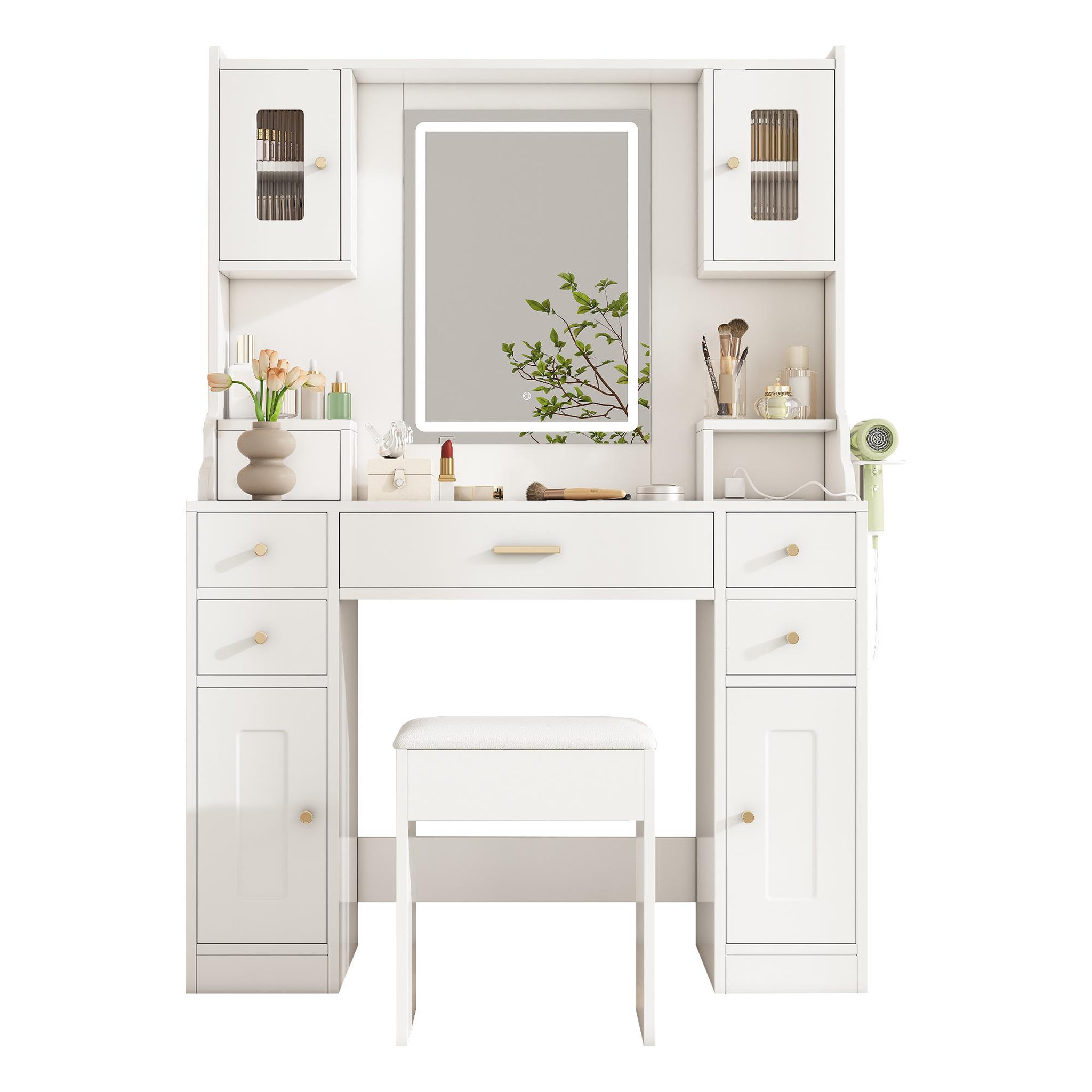 MERAX Coiffeuse coloris blanc mdf