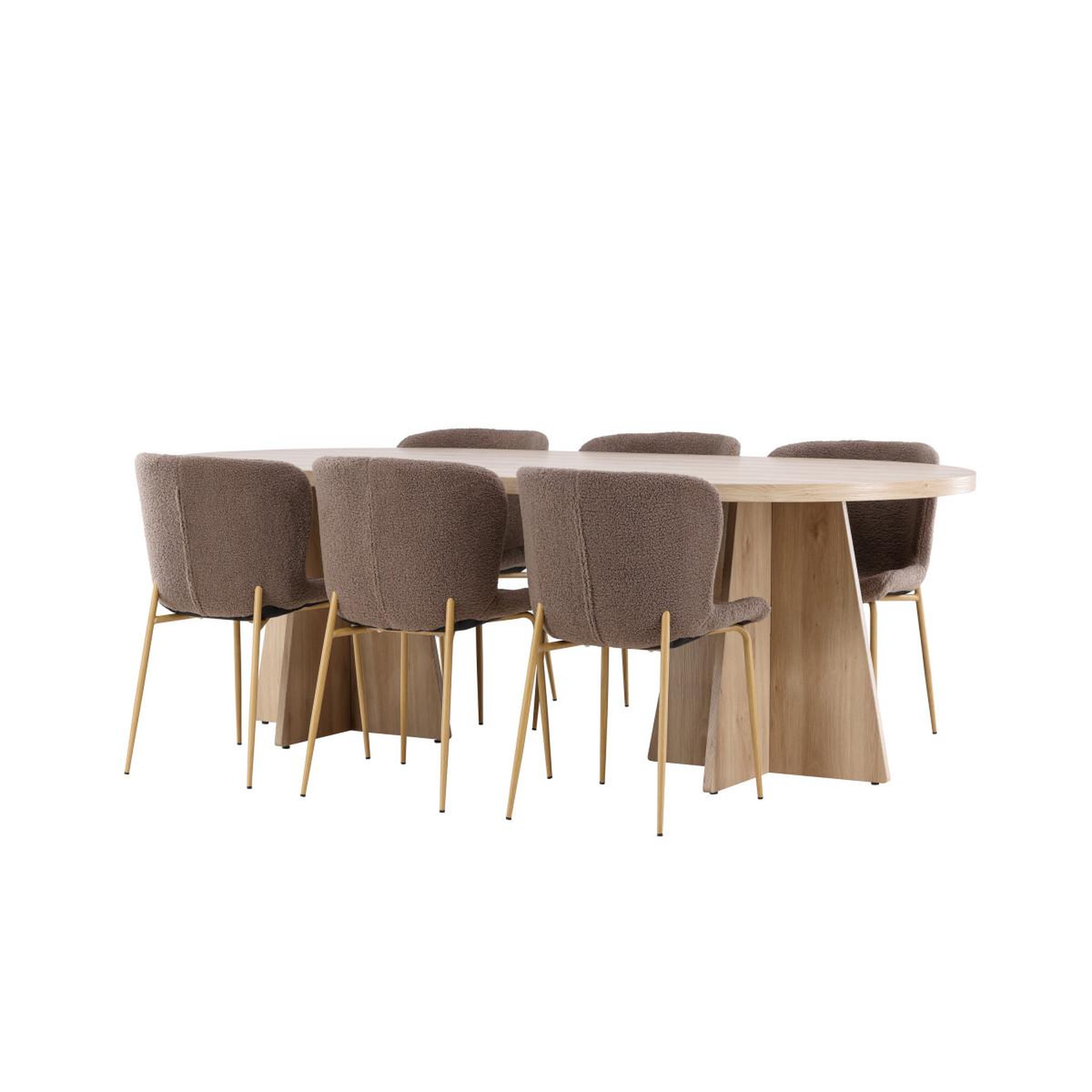 Voir la diapositive 3 : Paris Prix Ensemble table à manger & 6 chaises  bootcut & modesto  230cm naturel & marron