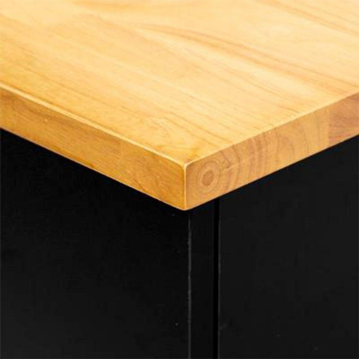  Ilot de Cuisine  Rangement  108cm Naturel & Noir