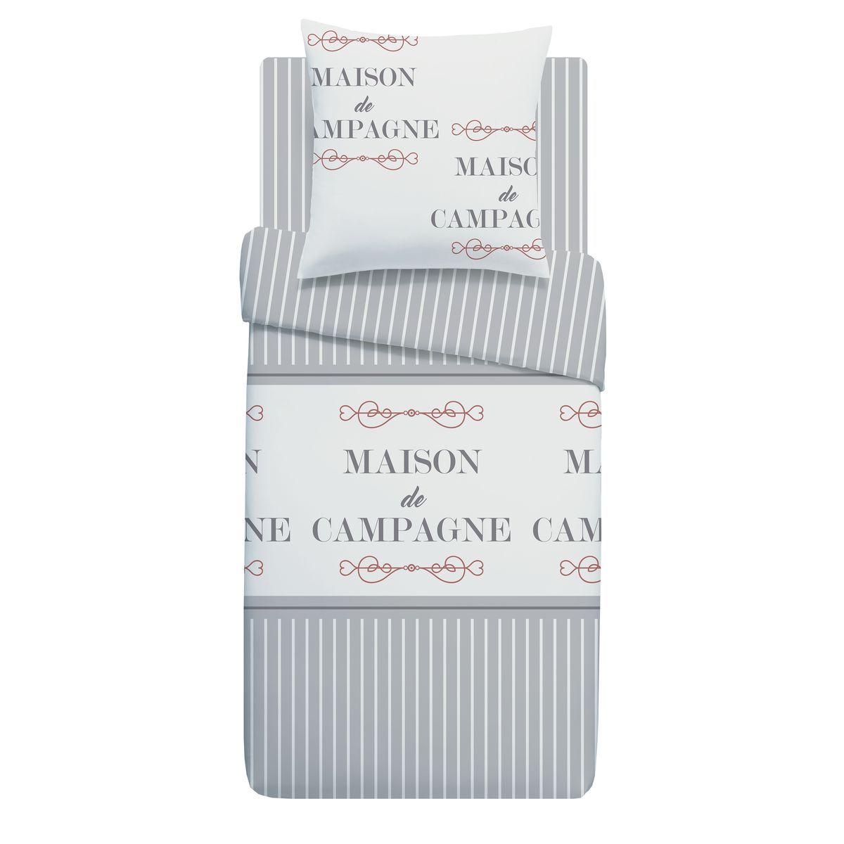 Parure housse de couette fantaisie en microfibre MAISON DE CAMPAGNE