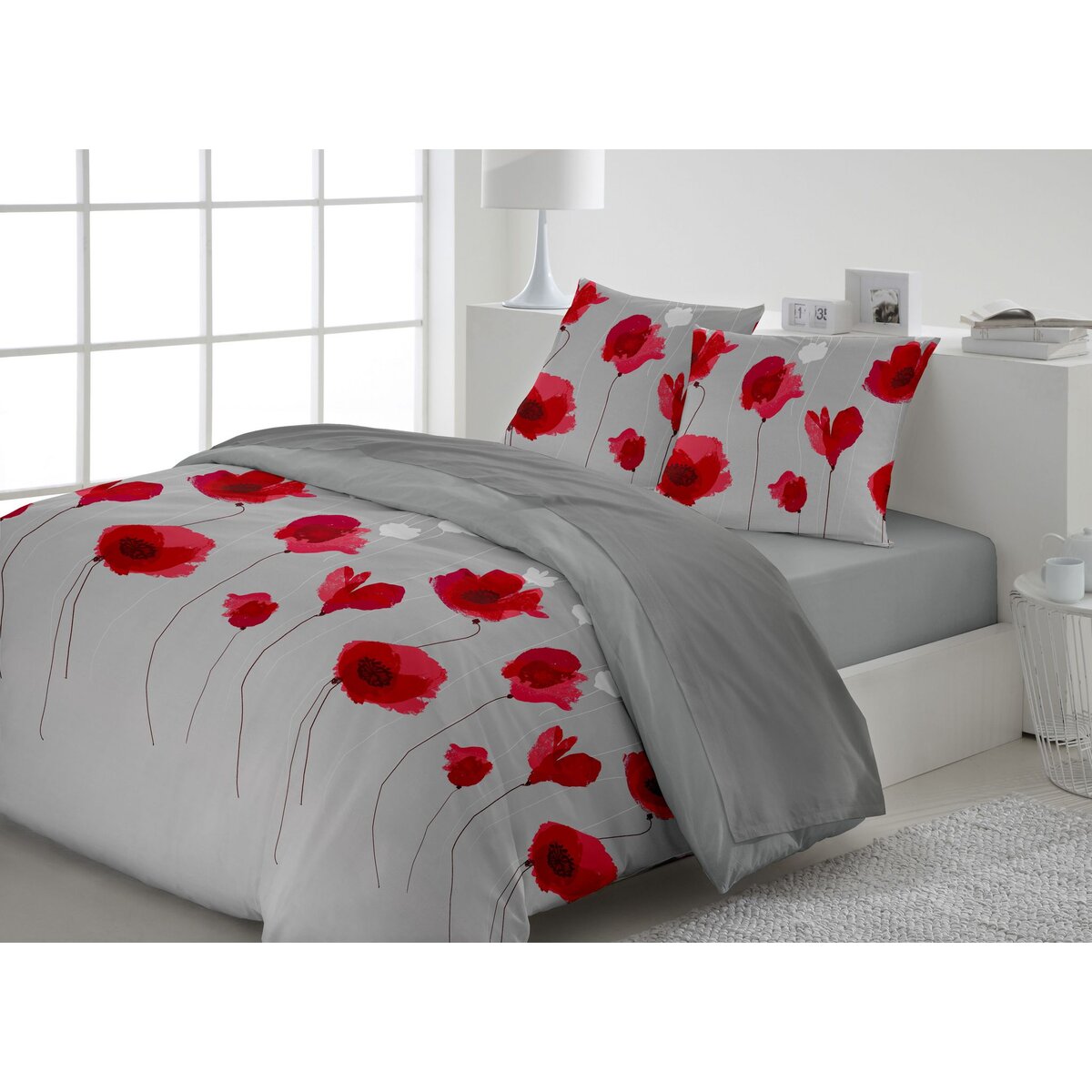 Parure housse de couette coton 6 pièces COQUELICOT pas cher - Auchan.fr