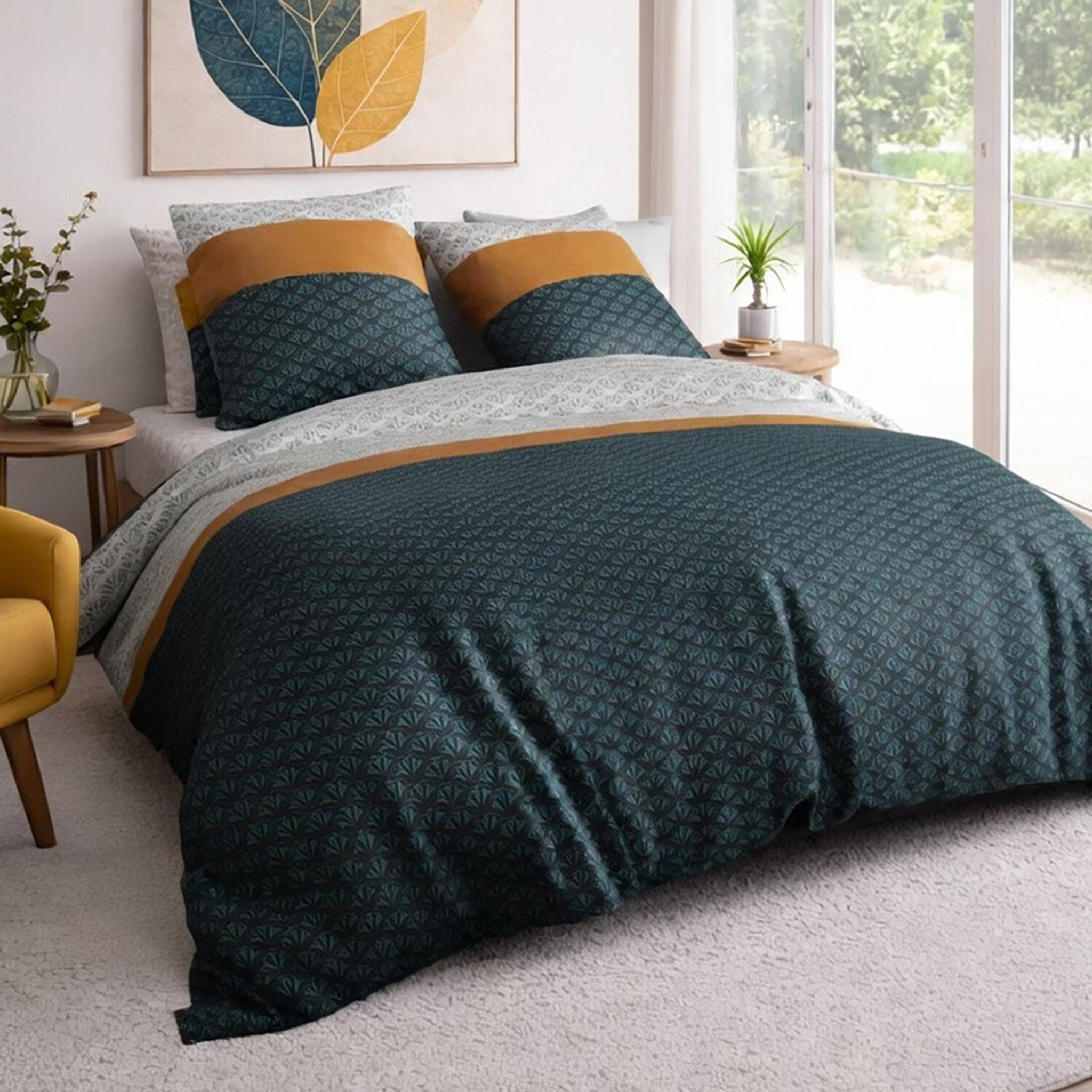Voir la diapositive 2 : ATELIER DU COTON Parure housse de couette 100% coton 57fils orus