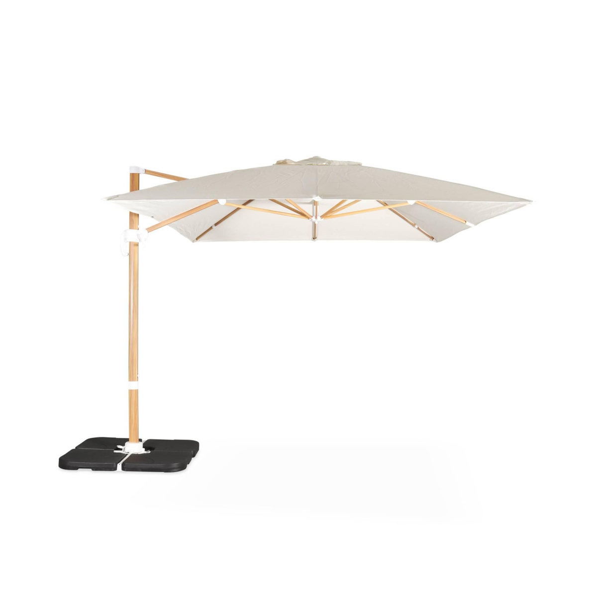 SWEEEK Parasol déporté rectangulaire 3x4m - Wimereux - Parasol excentré inclinable dans 5 positions, rotatif à 360° + Dalles à lester 50x50cm