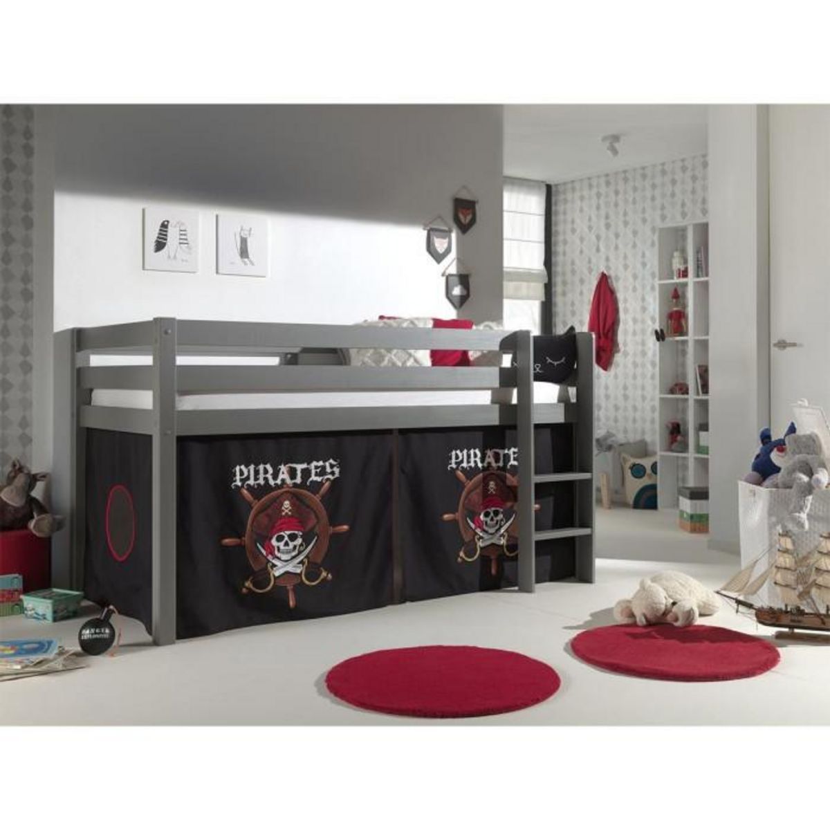 Paris Prix Lit Enfant  Pino Pirates II  90x200cm Gris