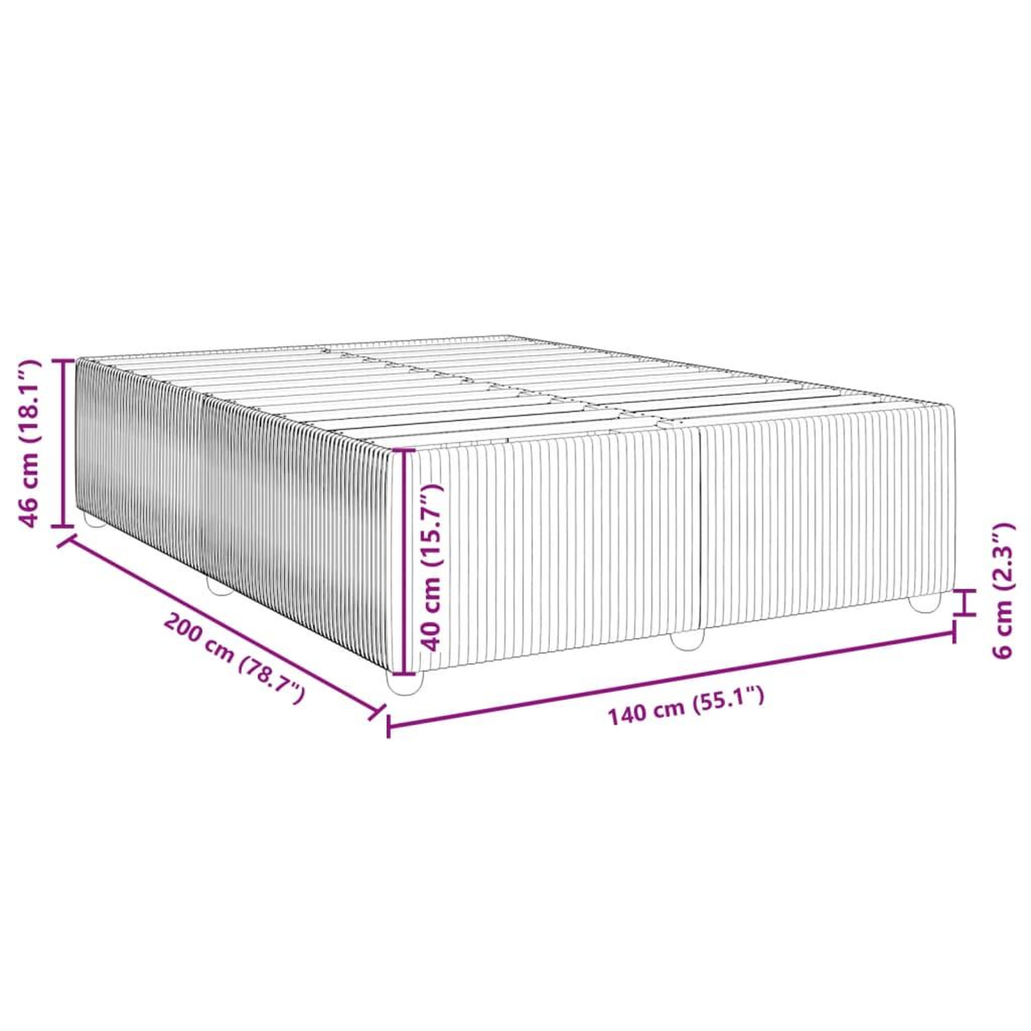 Voir la diapositive 6 : VIDAXL Cadre de lit sans matelas rose 140x200 cm velours