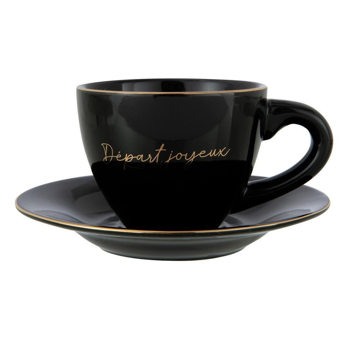 Paris Prix Lot de 3 Tasses & 3 Sous-Tasses  Ilene  21cl Noir