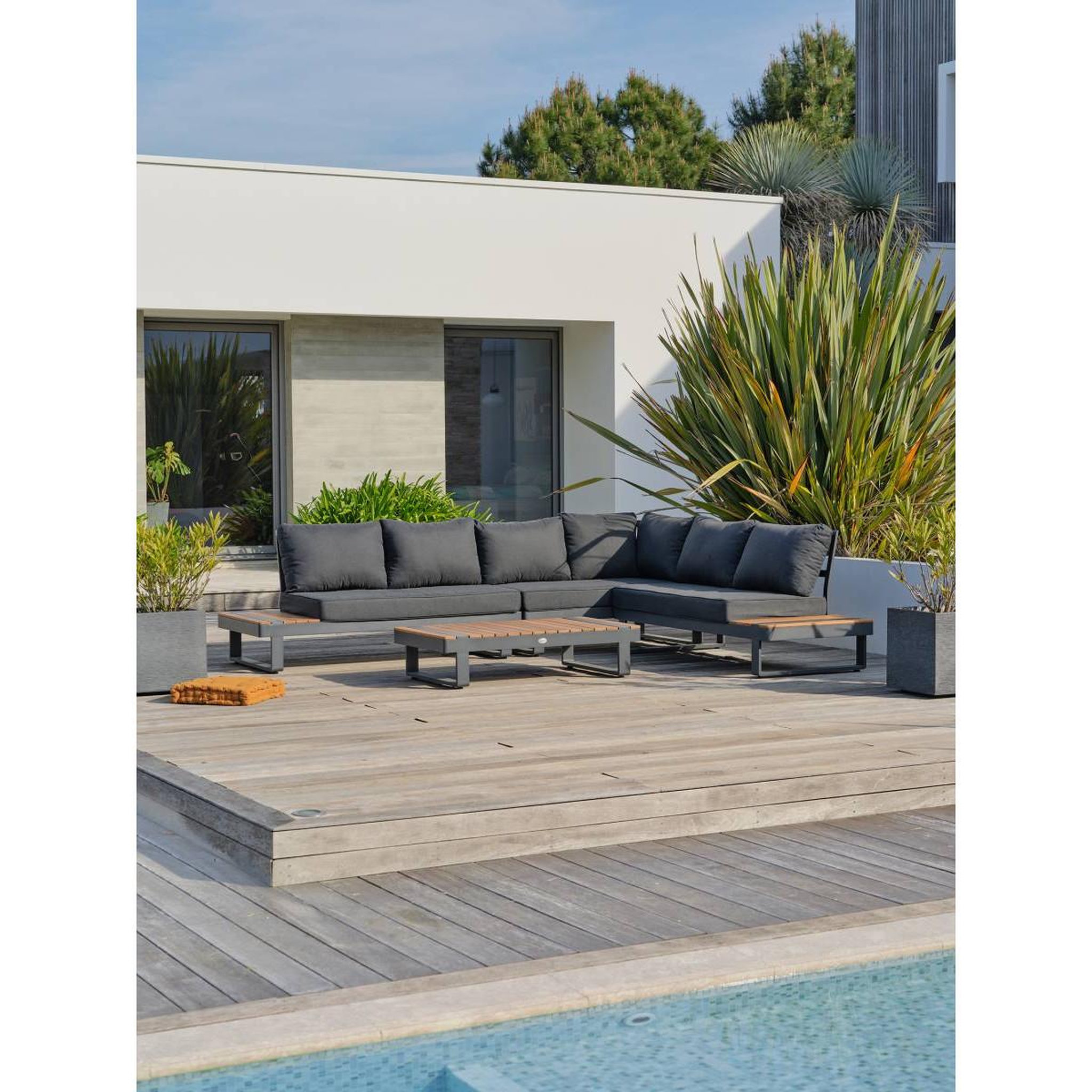Voir la diapositive 3 : DCB GARDEN Salon d'Angle de Jardin 6 Places  Alicante  220cm Anthracite
