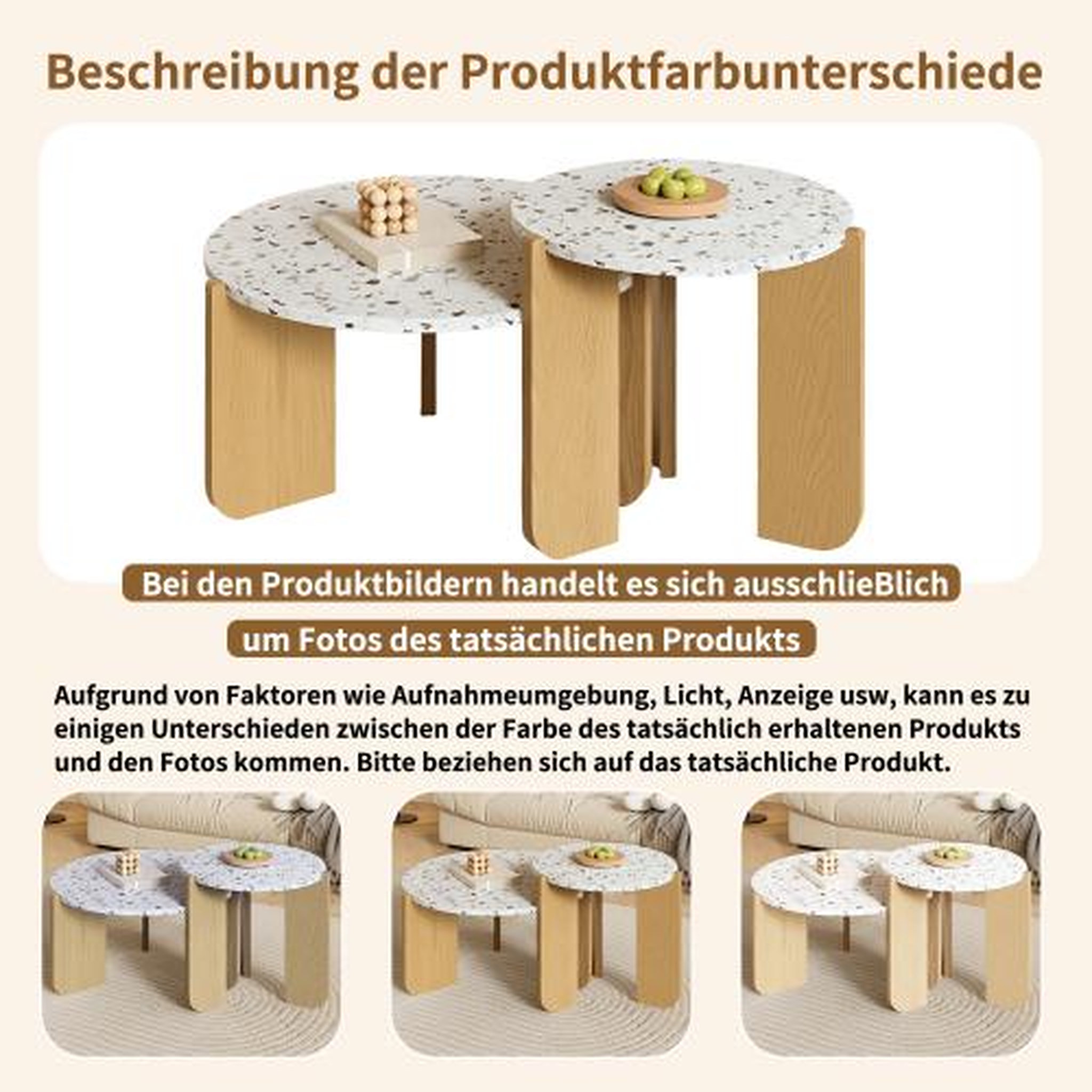 Voir la diapositive 5 : MERAX Lot de 2 tables basses gigognes rectangulaire naturel - 70x70 cm mdf