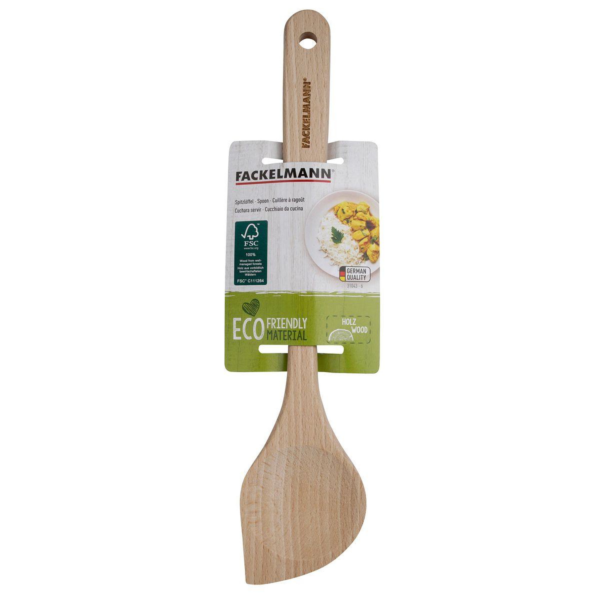 Voir la diapositive 6 : Fackelmann Ensemble de 2 cuillères de cuisine biseautée en bois fsc fackelmann