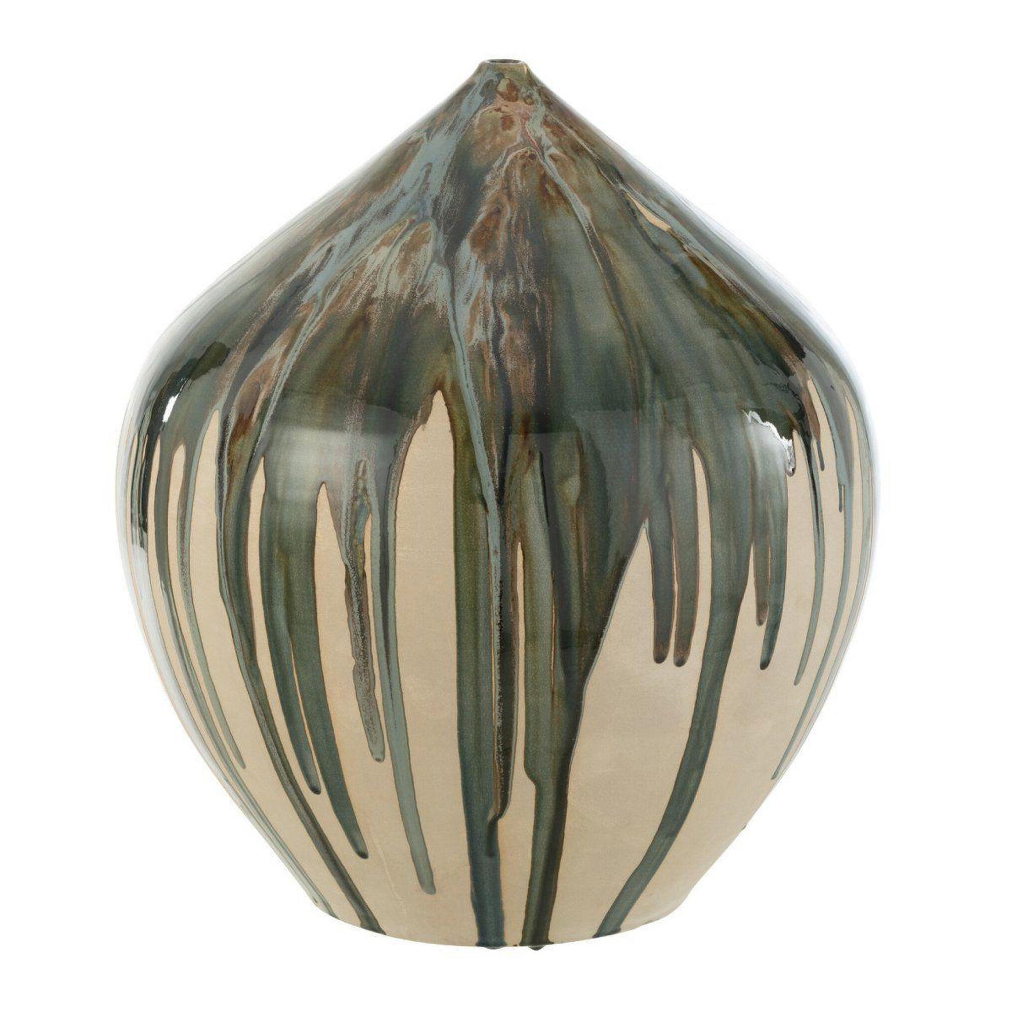 J-LINE Vase haut en céramique  peinture  45cm vert