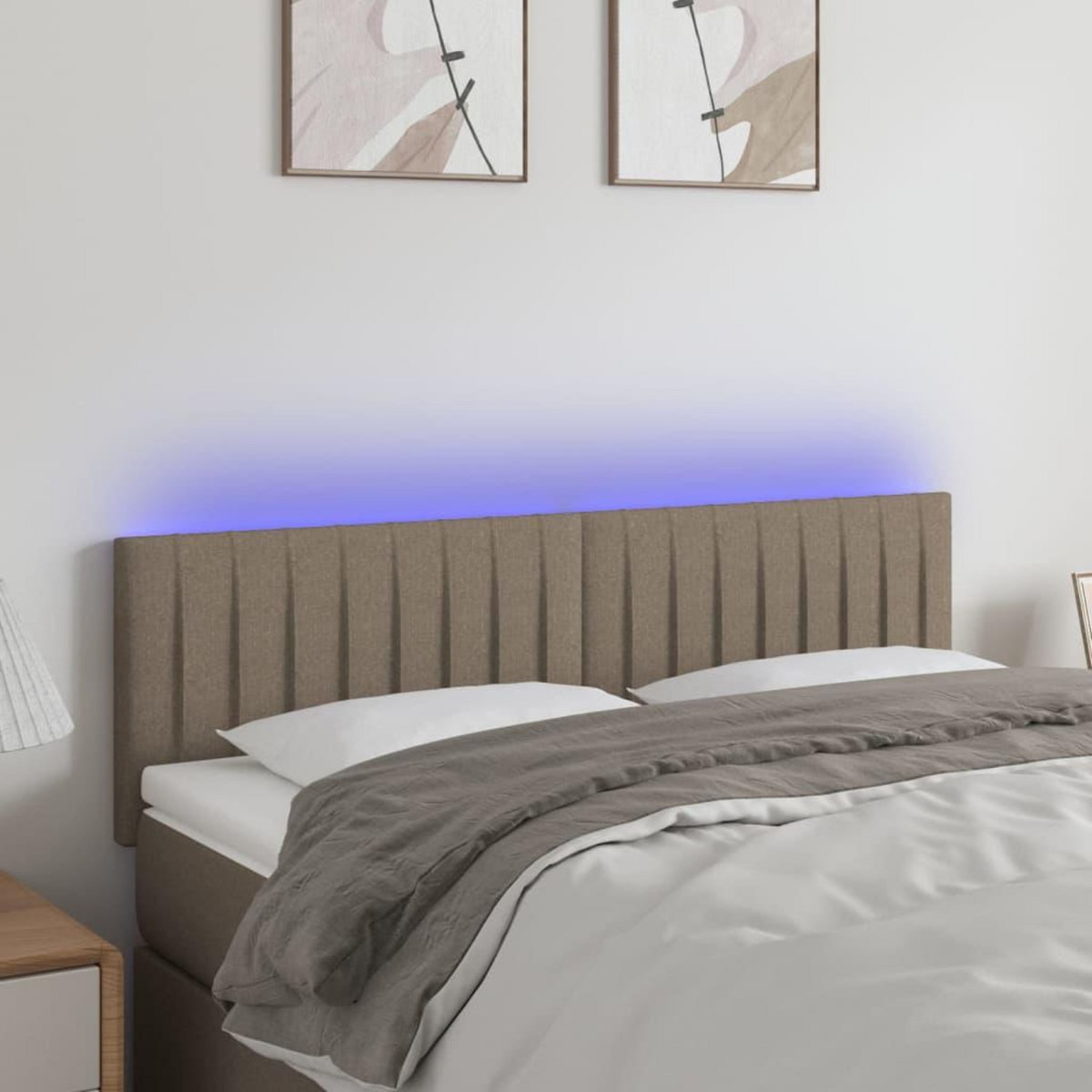 VIDAXL Tete de lit a LED Taupe 144x5x78/88 cm Tissu