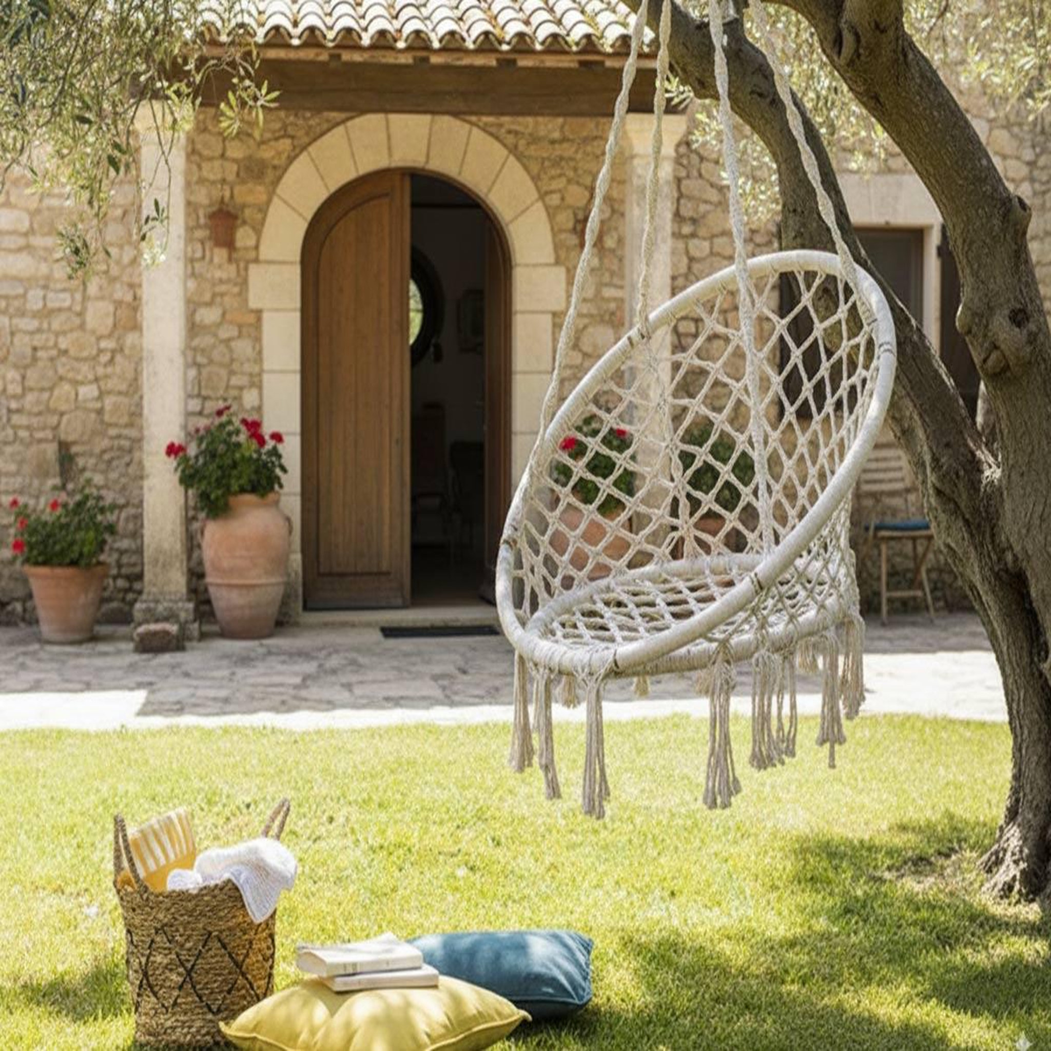 Voir la diapositive 2 : HESPERIDE Chaise détente macramé plumaya beige - hespéride