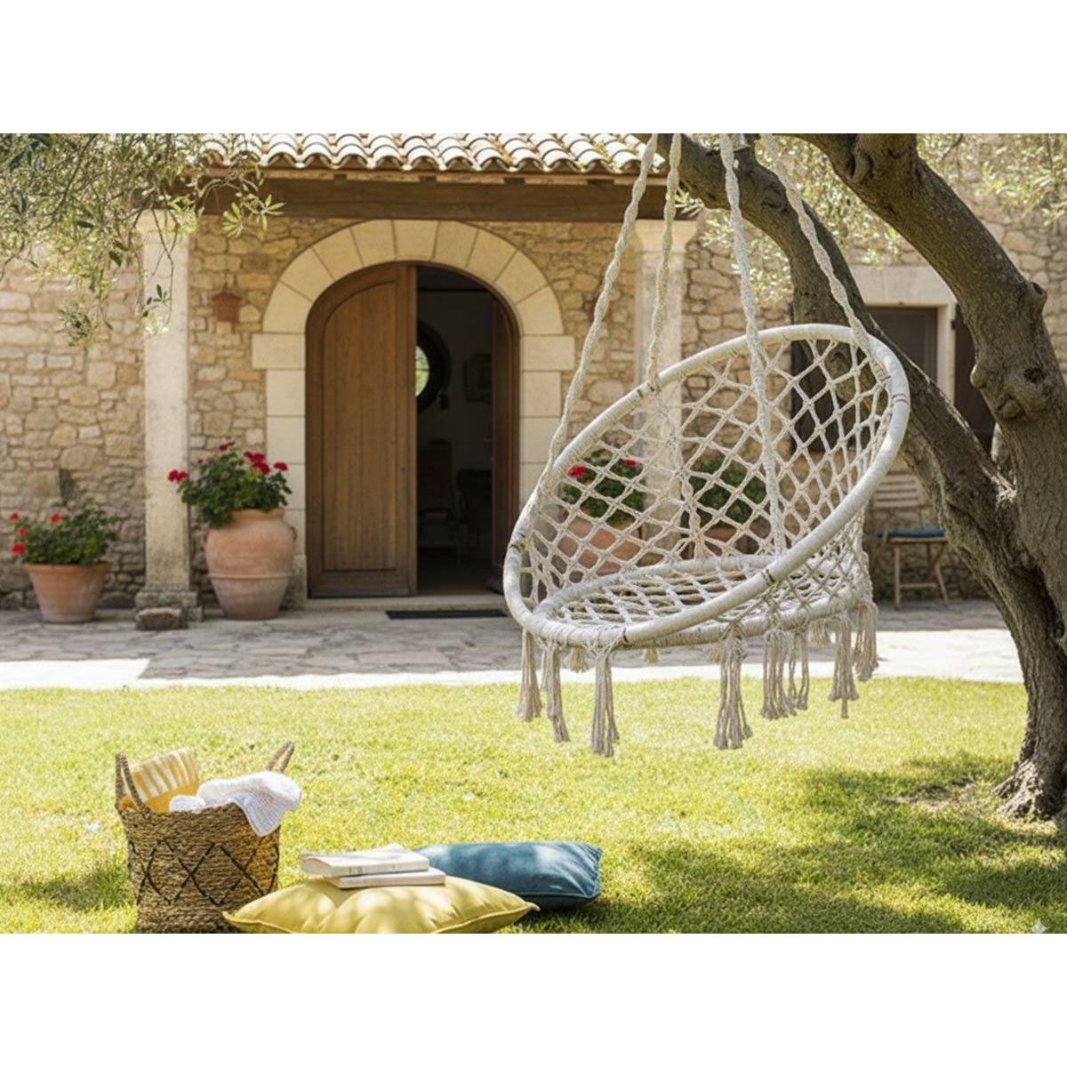 HESPERIDE Chaise détente macramé Plumaya Beige - Hespéride