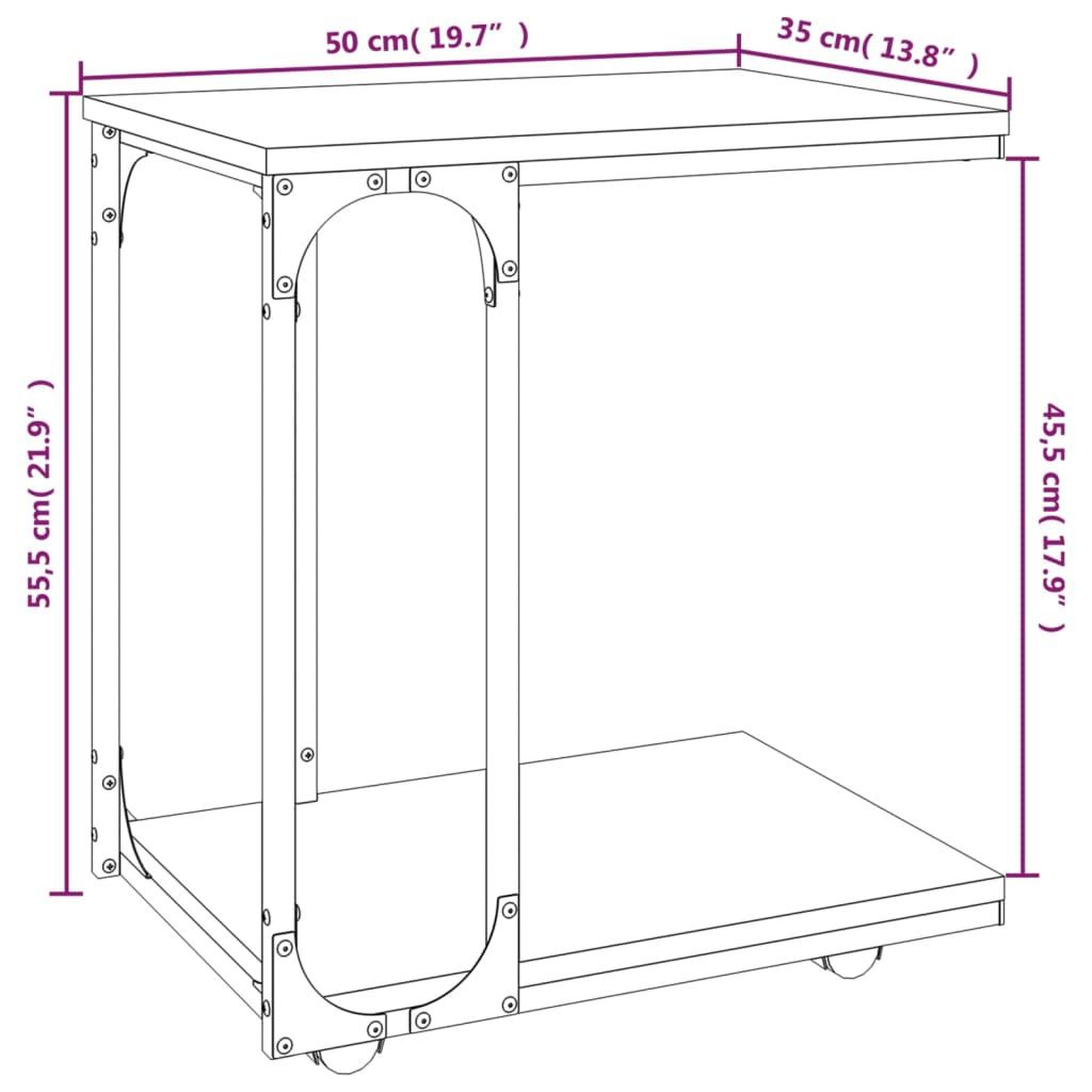 Voir la diapositive 6 : VIDAXL Table d'appoint a roues Chene marron 50x35x55,5 cm