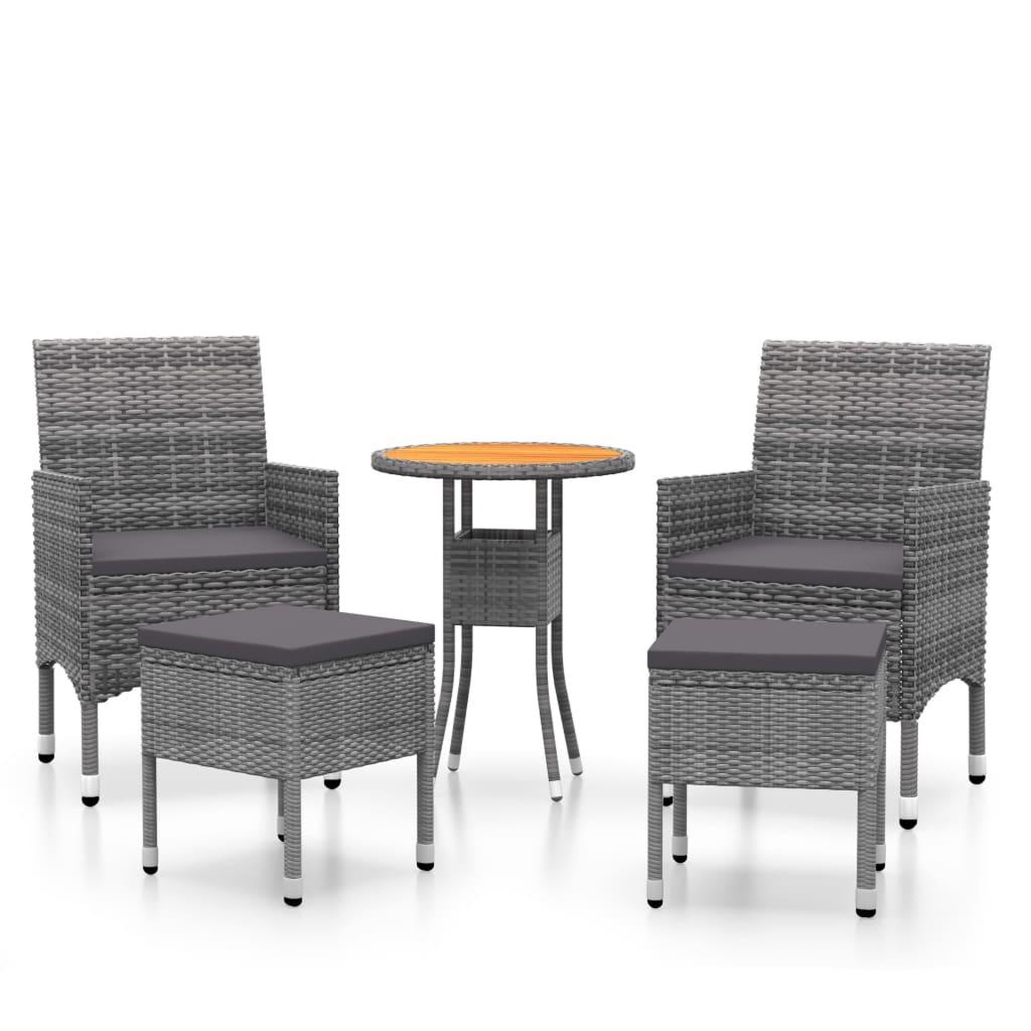 Voir la diapositive 2 : VIDAXL Salon de jardin 5 pcs Resine tressee Gris
