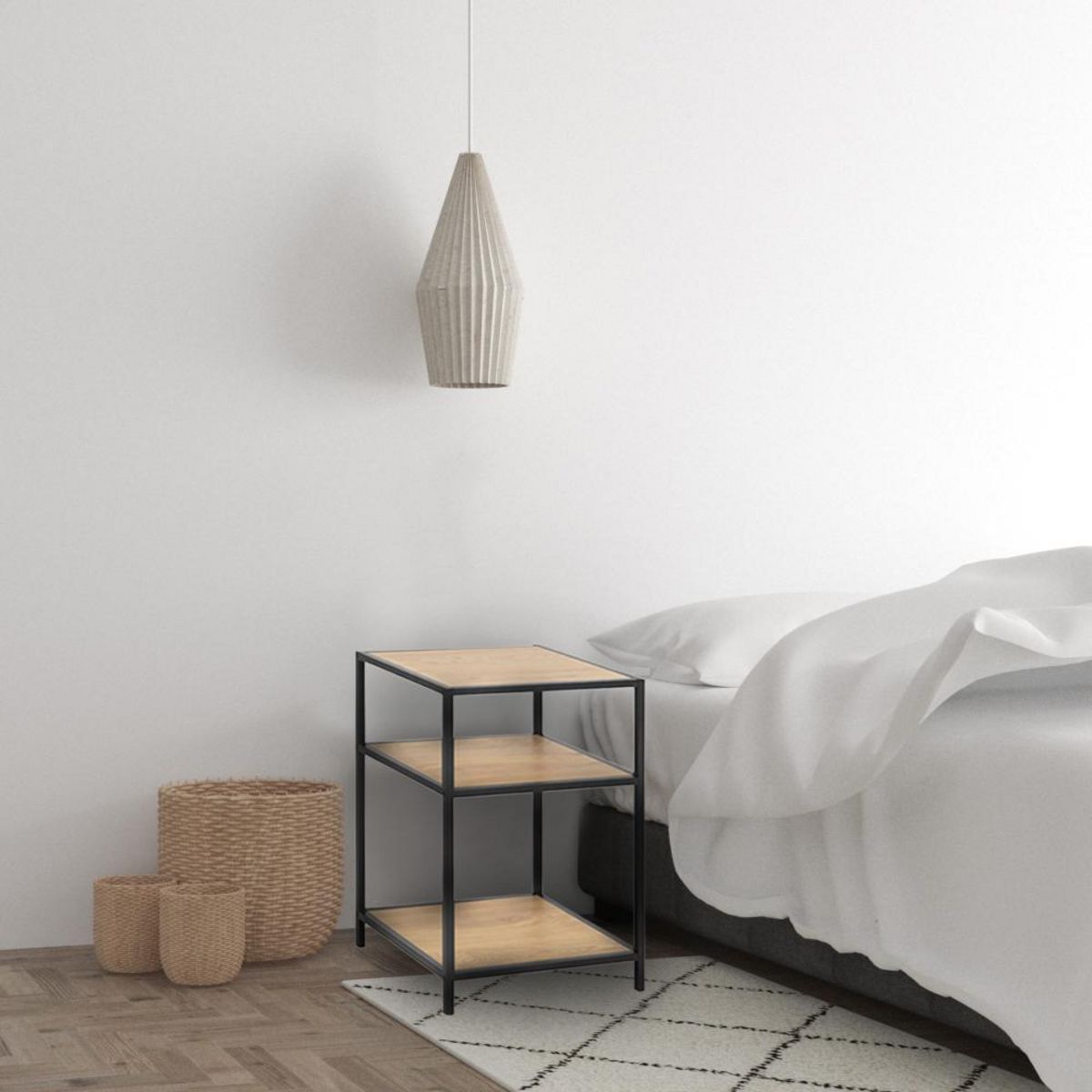 CONCEPT USINE Table chevet avec étagères FACTORY