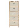 Voir la diapositive 2 : VIDAXL Etagere de rangement 5 paniers tissu bois de cedre beige