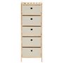 Voir la diapositive 2 : VIDAXL Etagere de rangement 5 paniers tissu bois de cedre beige
