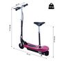Voir la diapositive 3 : HOMCOM Trottinette électrique pliable 120 W enfant 7 à 12 ans lumière LED hauteur guidon et selle réglable 10 Km/h max. rose