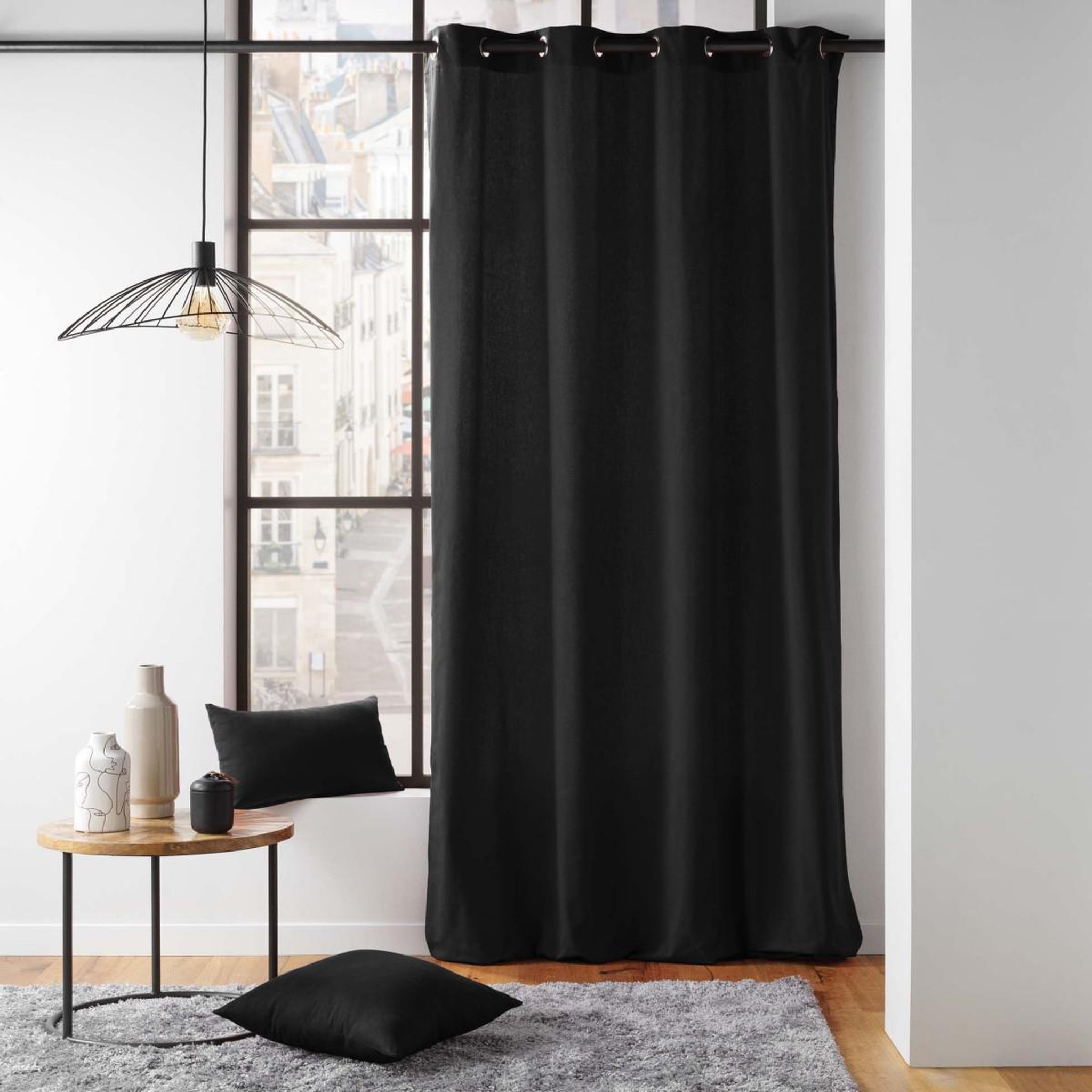 Voir la diapositive 5 : Douceur d'Intérieur Rideau à œillets  twily  135x260cm noir