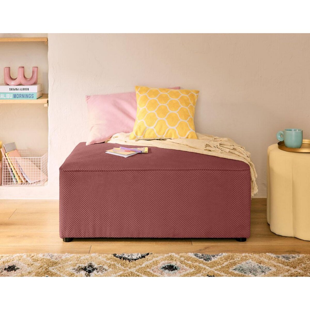 BEST MOBILIER Topaze - pouf - en velours texturé