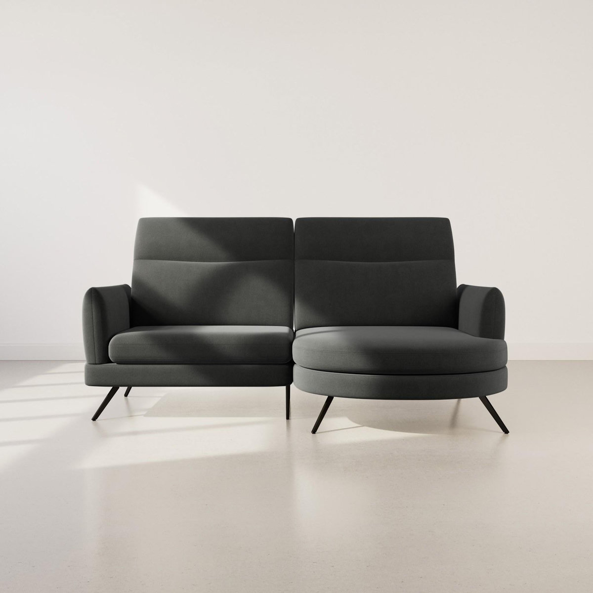 LISA DESIGN Terry - canapé d'angle droit 4 places avec têtières réglables en tissu texturé