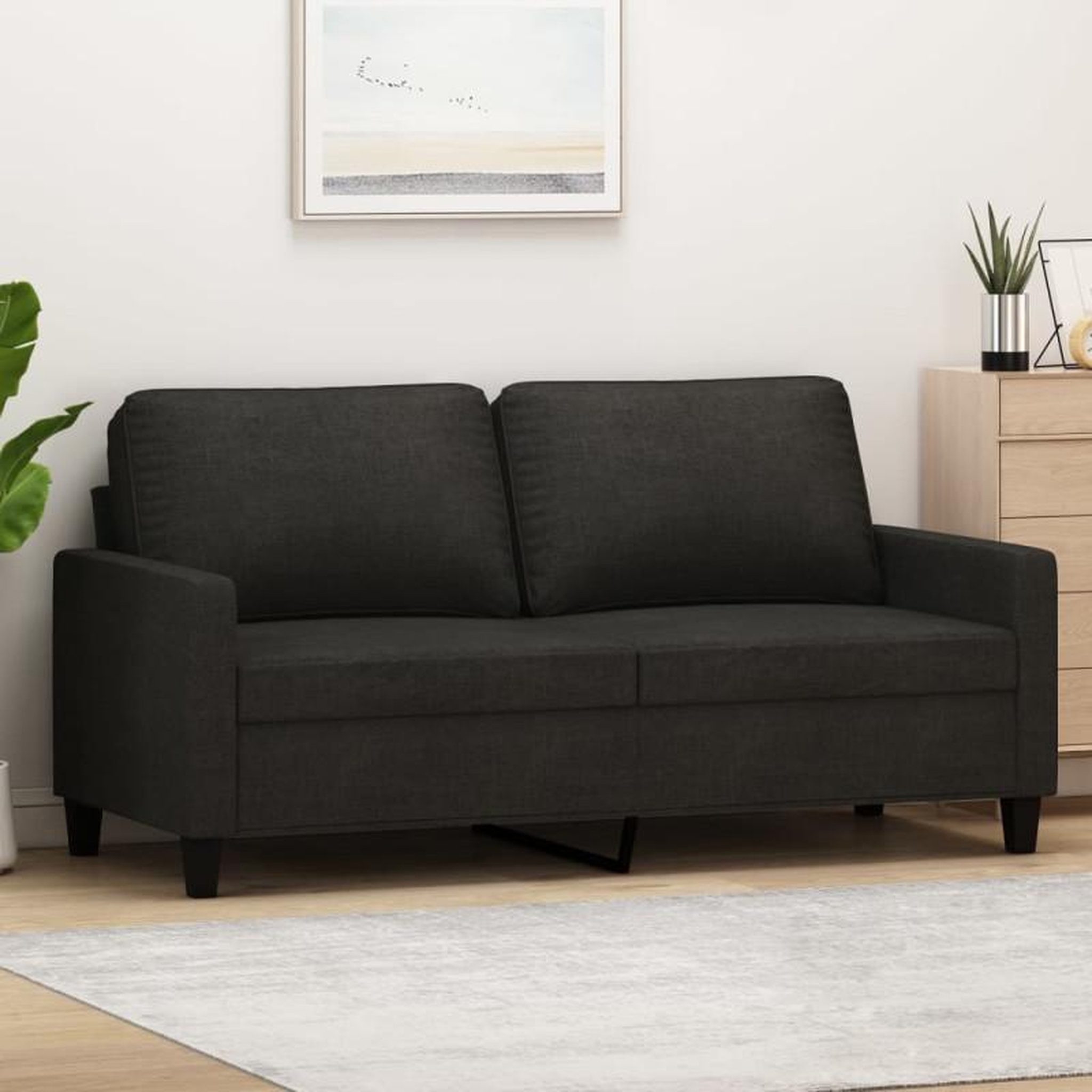 Voir la diapositive 1 : VIDAXL Canapé à 2 places Noir 140 cm Tissu