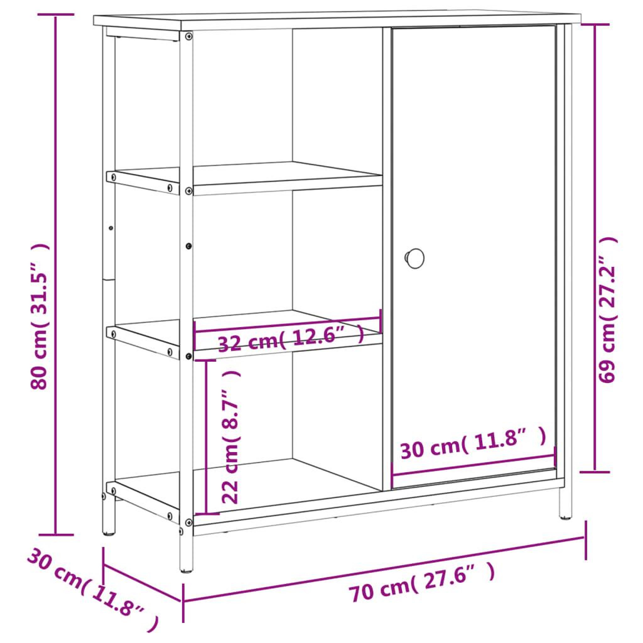 Voir la diapositive 6 : VIDAXL Buffet noir 70x30x80 cm bois d'ingenierie