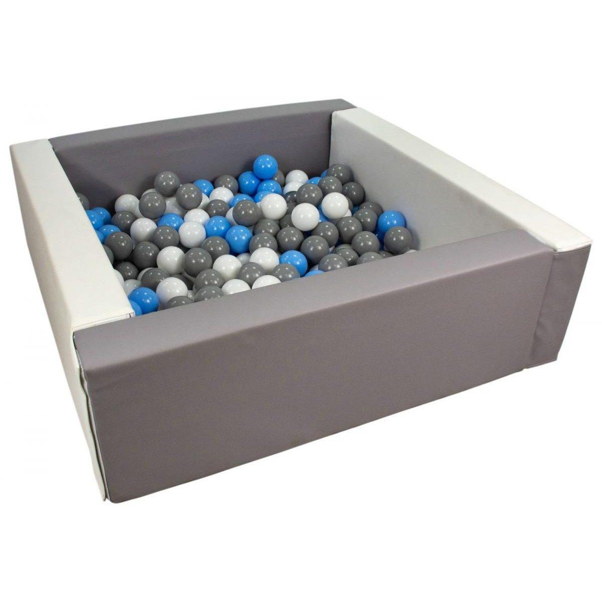 VELINDA Piscine à balles carrée avec 200 balles - blanc, gris/blanc, bleu clair, gris