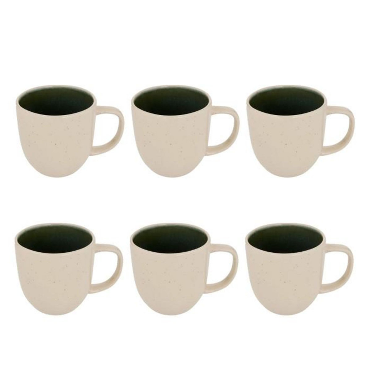 SECRET DE GOURMET Lot de 6 Mugs en Faïence  Wonja  44cl Vert