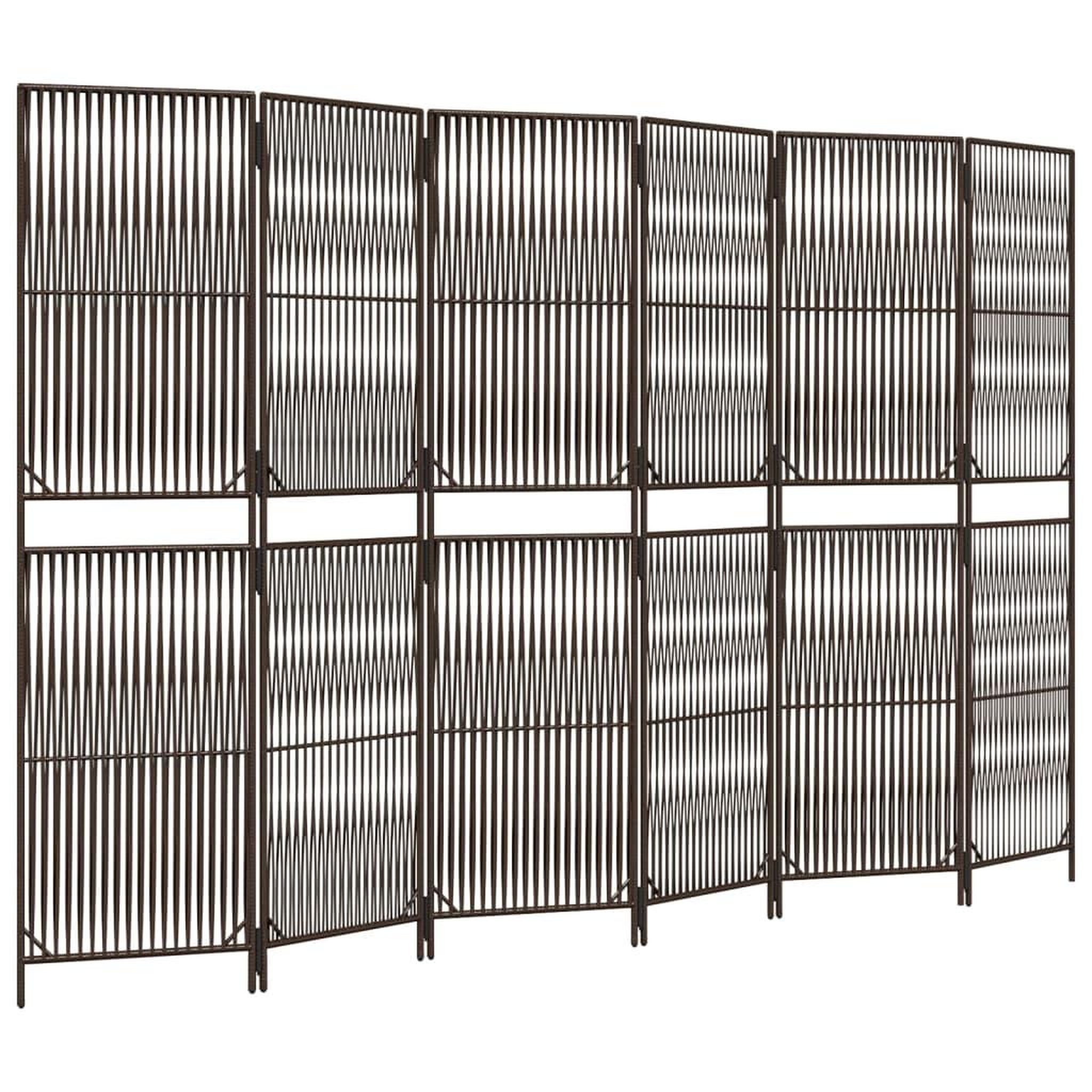 Voir la diapositive 2 : VIDAXL Cloison de separation 6 panneaux marron resine tressee