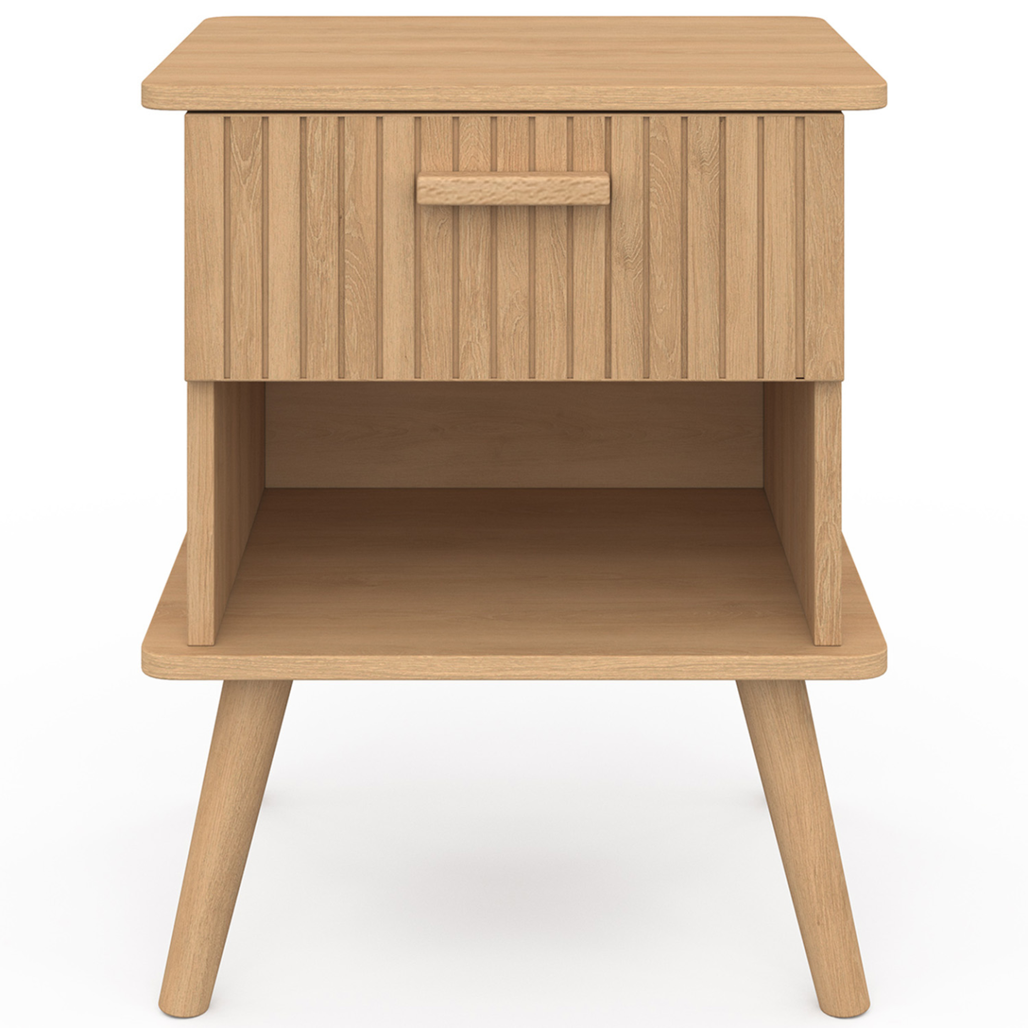 Voir la diapositive 3 : ID MARKET Lot de 2 tables de chevet juliette 1 tiroir avec niche effet lattes tasseau bois