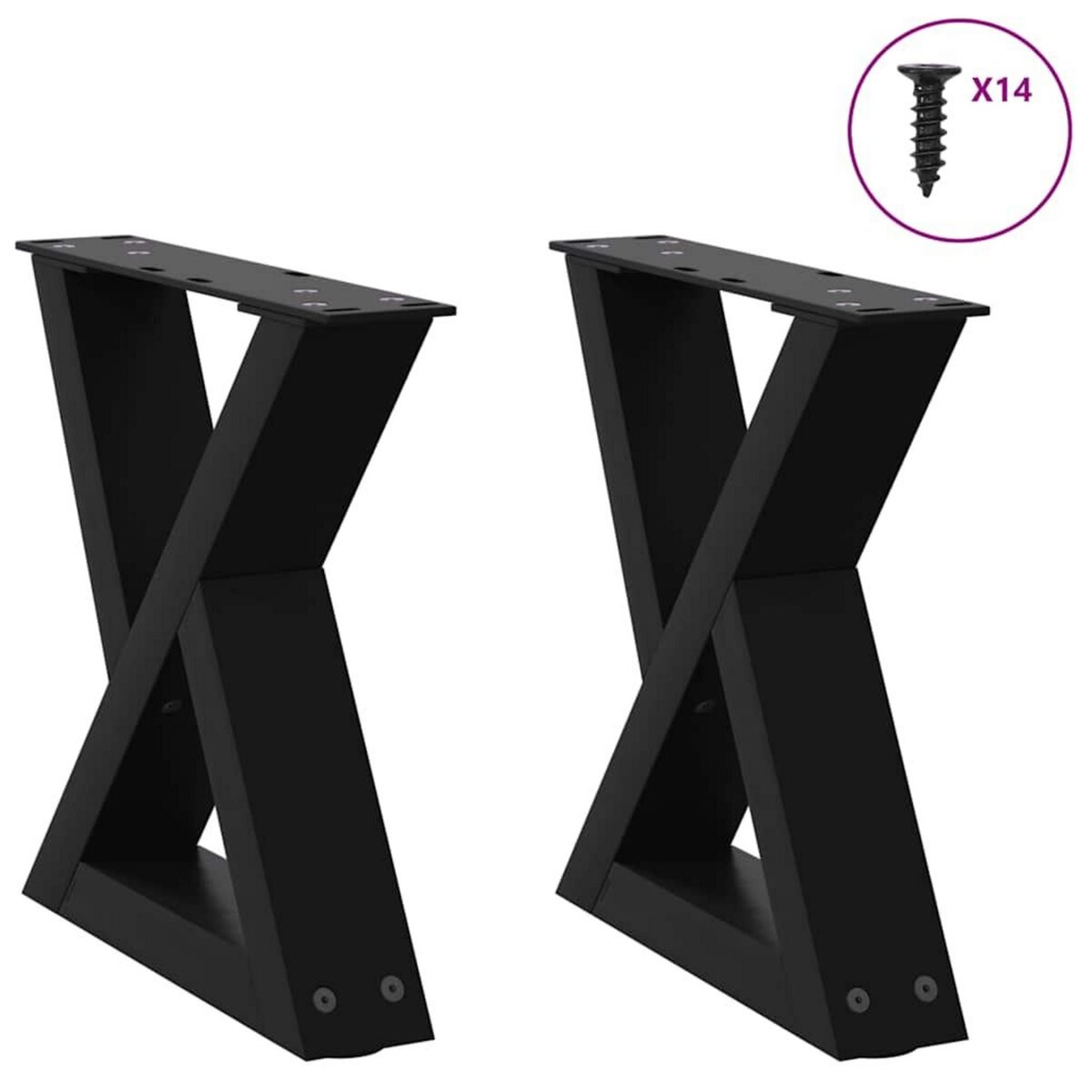 VIDAXL Pieds de table basse 2 pcs noir 30x(30-31,3) cm acier