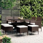 VIDAXL Ensemble a manger de jardin 9 pcs Resine tressee Marron