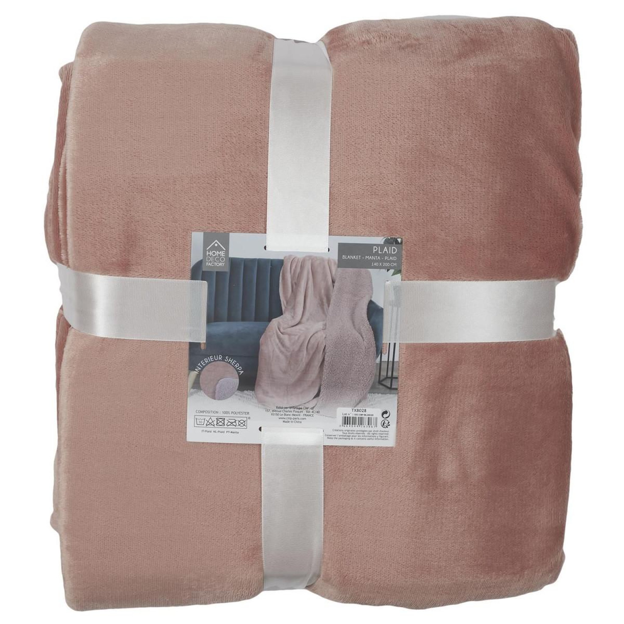 Voir la diapositive 4 : The Home Deco Factory Plaid déco  flanelle sherpa  140x200cm corail