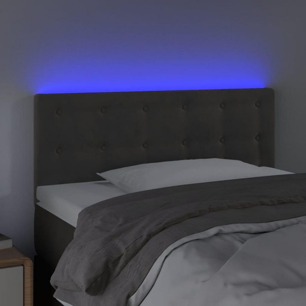 VIDAXL Tete de lit a LED Gris fonce 100x5x78/88 cm Velours